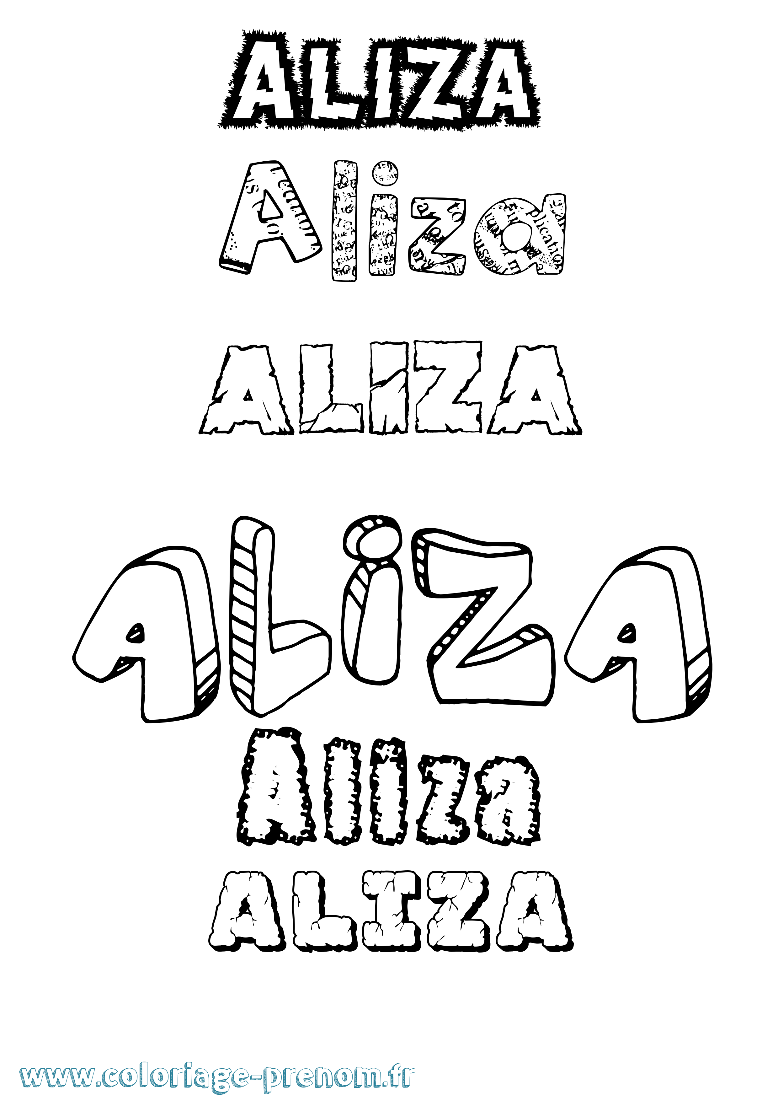 Coloriage Aliza Destructuré Coloriage prénom Aliza Destructuré