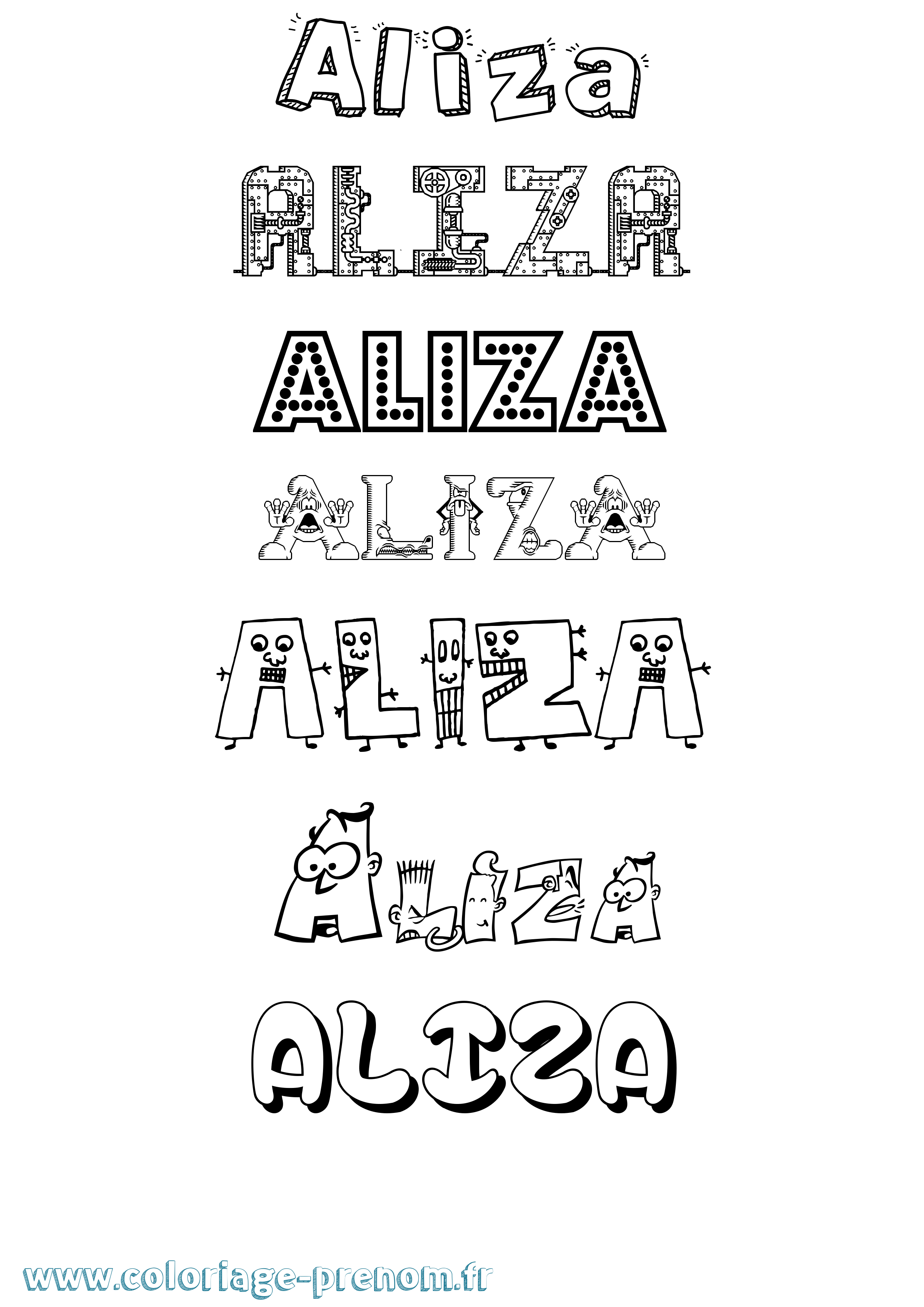 Coloriage Aliza Fun Coloriage prénom Aliza Fun