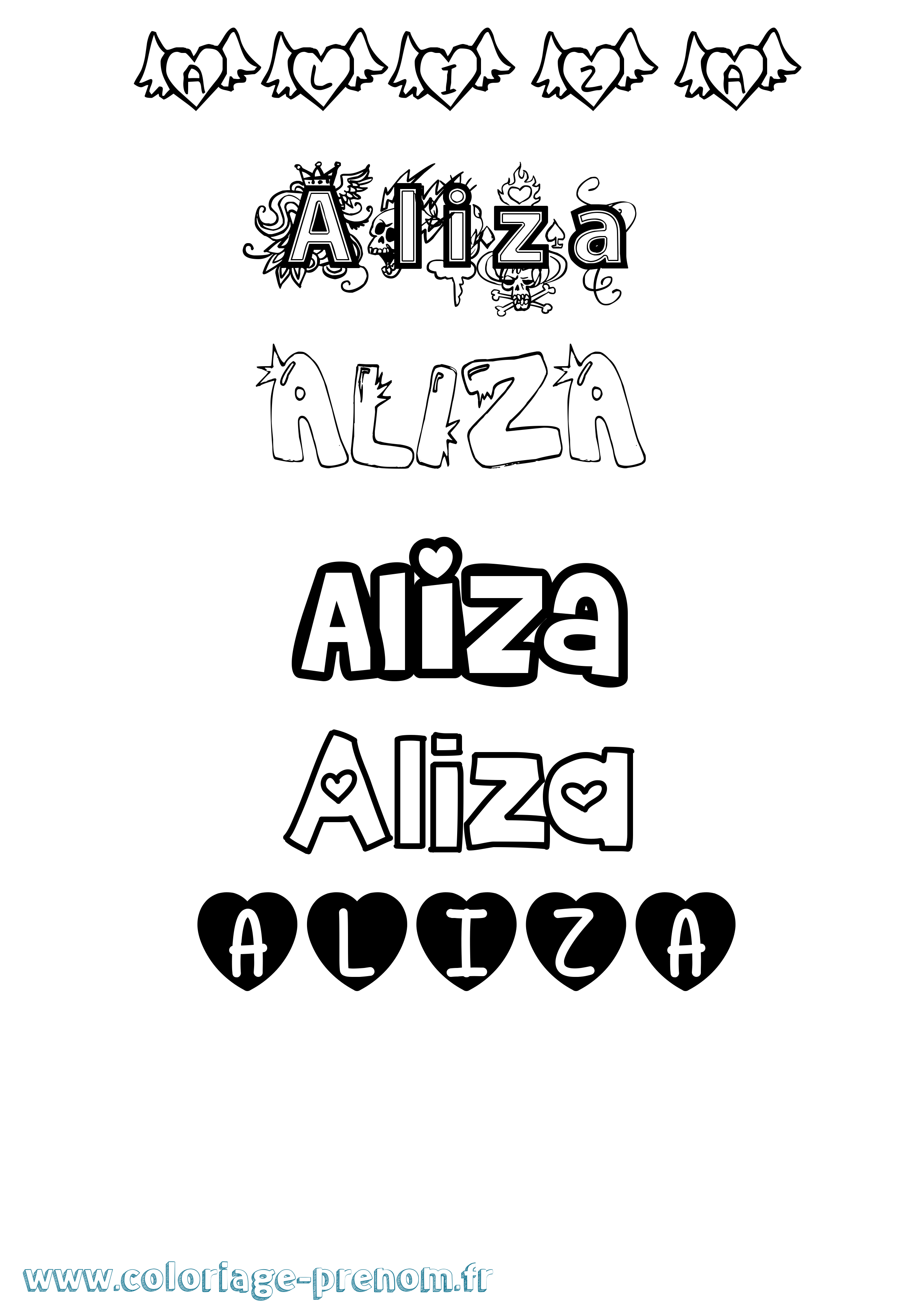 Coloriage Aliza Girly Coloriage prénom Aliza Girly