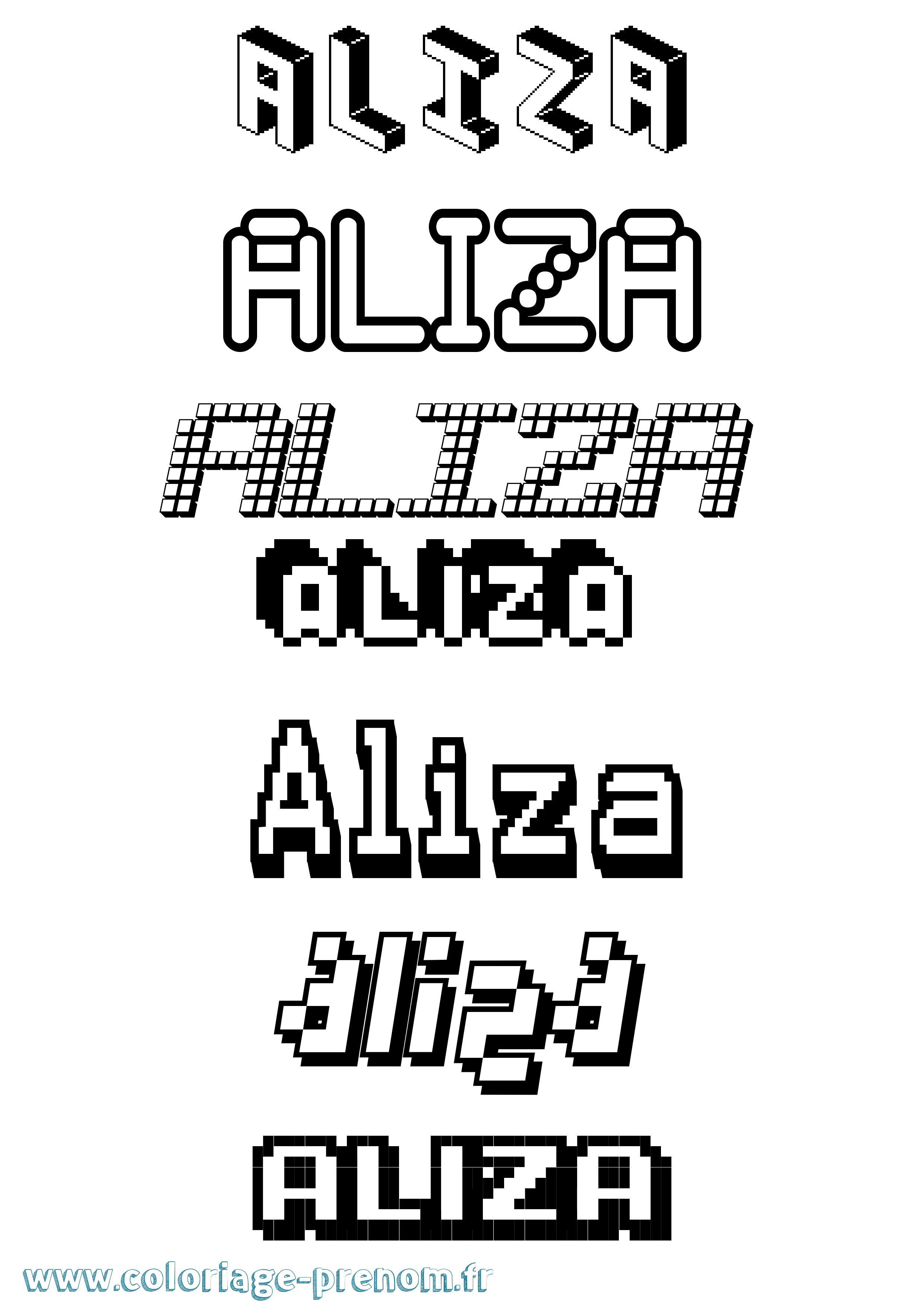 Coloriage Aliza Pixel Coloriage prénom Aliza Pixel