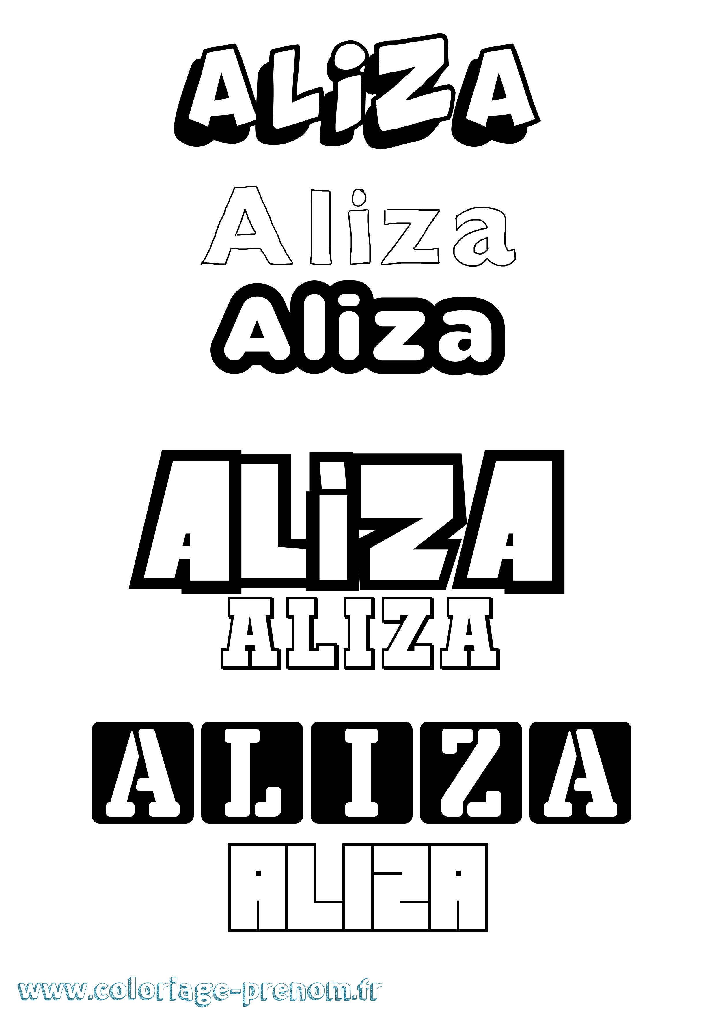 Coloriage Aliza Simple Coloriage prénom Aliza Simple