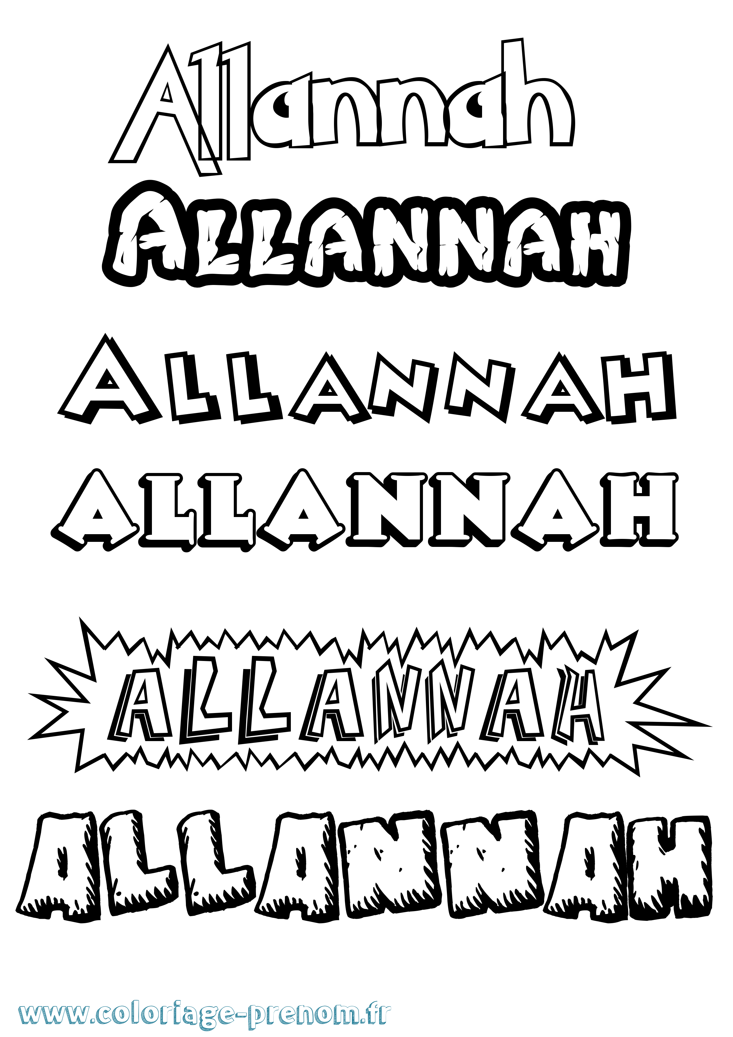 Coloriage Allannah Dessin Animé Coloriage prénom Allannah Dessin Animé