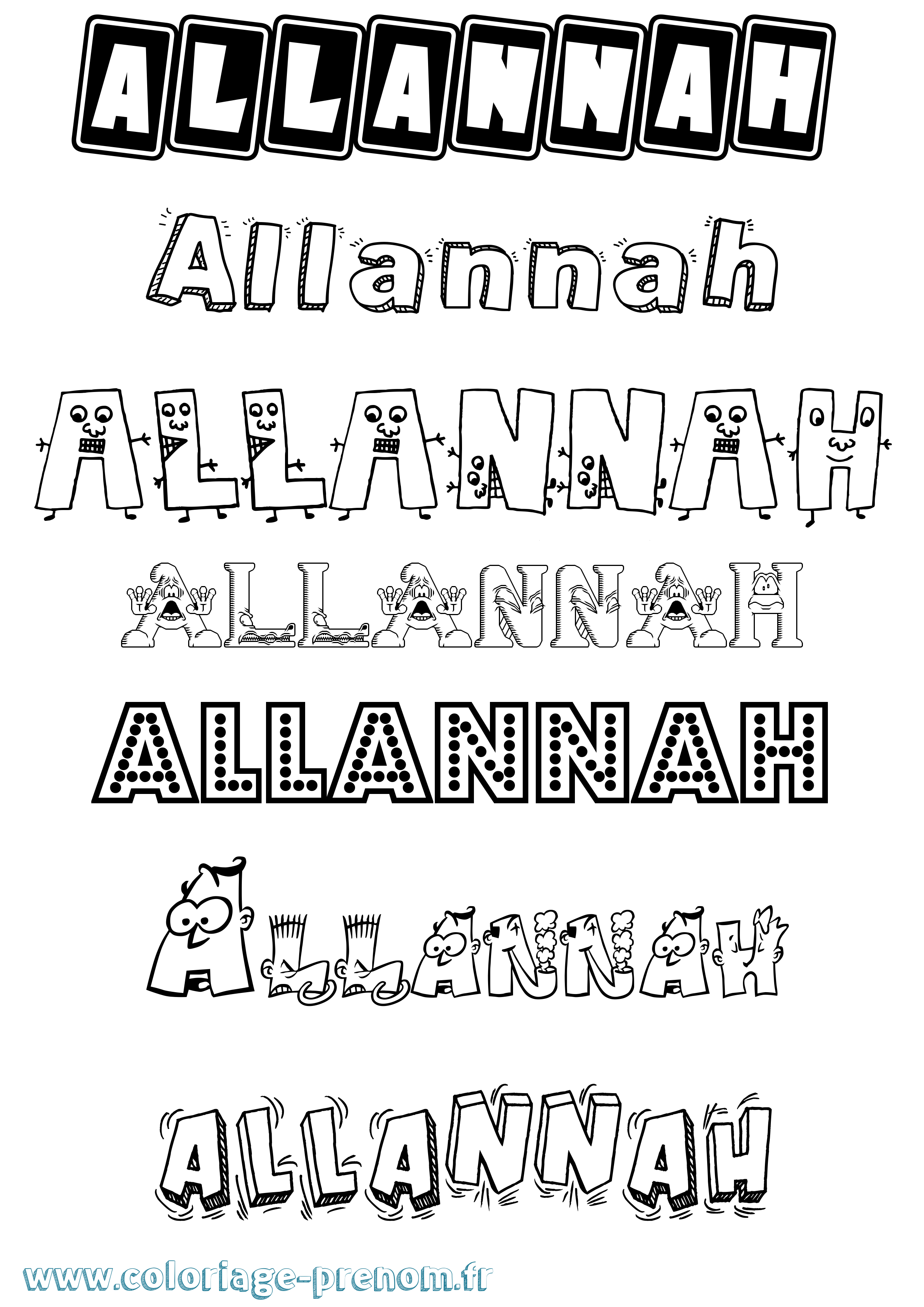 Coloriage Allannah Fun Coloriage prénom Allannah Fun