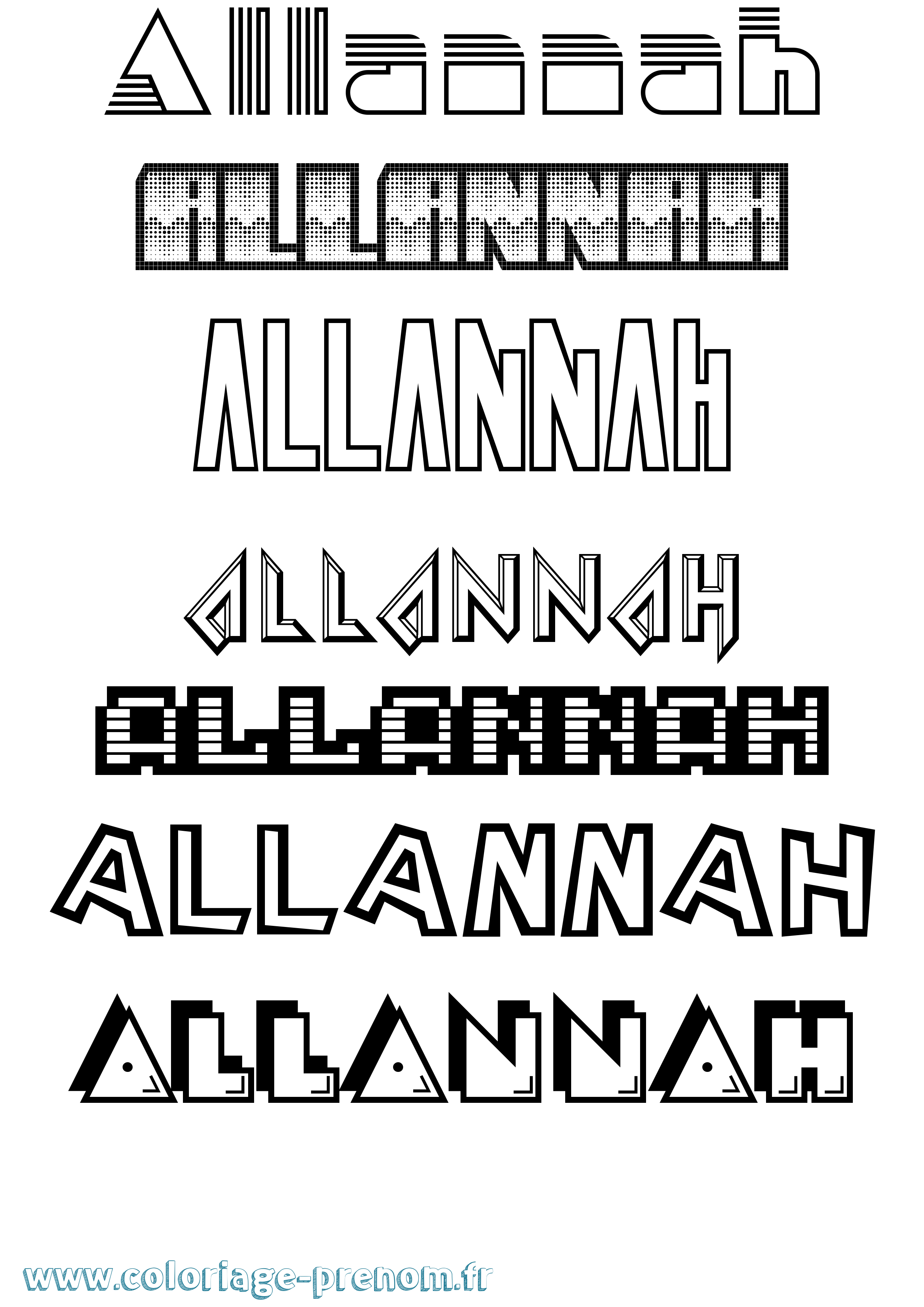 Coloriage Allannah Jeux Vidéos Coloriage prénom Allannah Jeux Vidéos