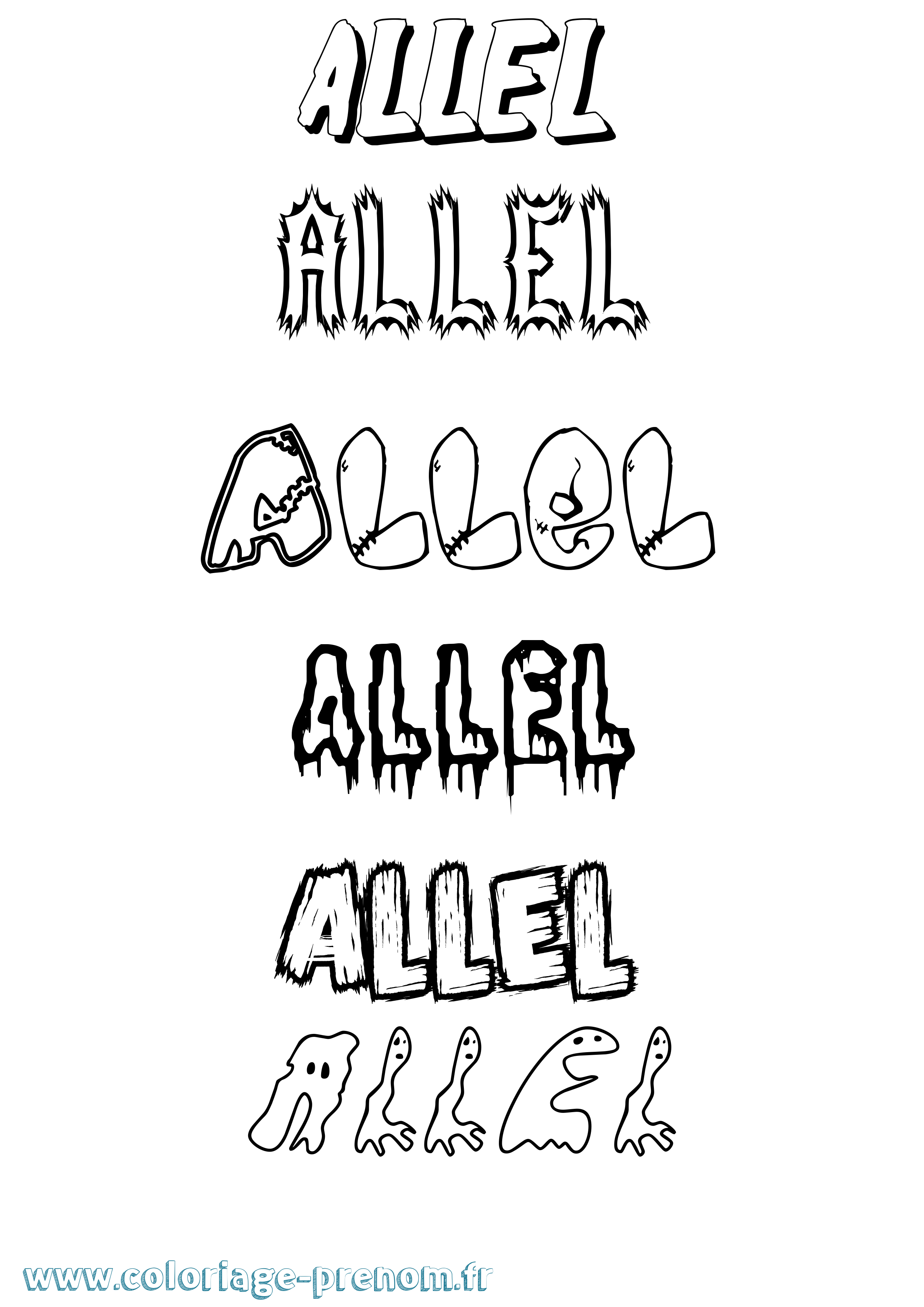 Coloriage Allel Frisson Coloriage prénom Allel Frisson