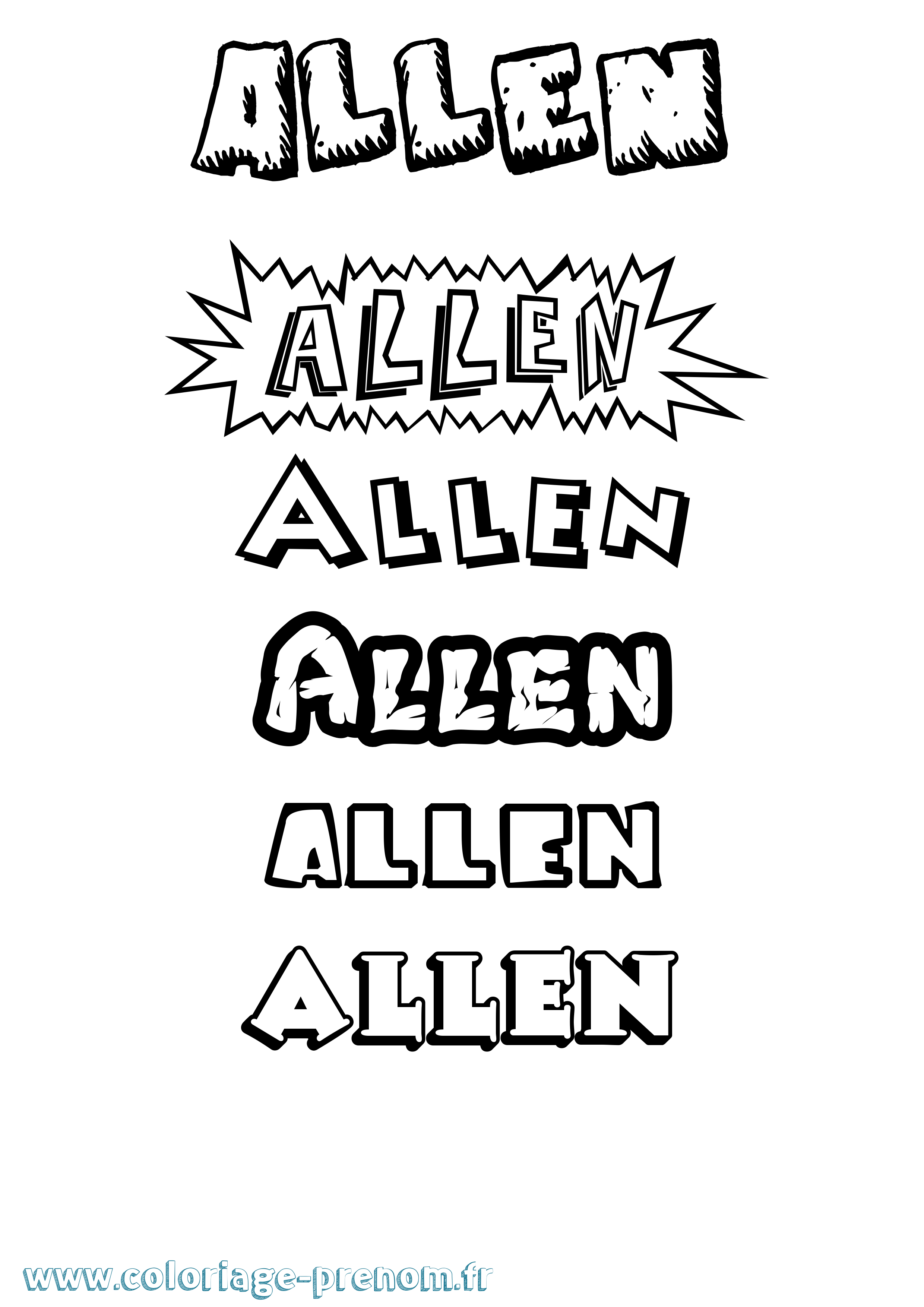 Coloriage Allen Dessin Animé Coloriage prénom Allen Dessin Animé