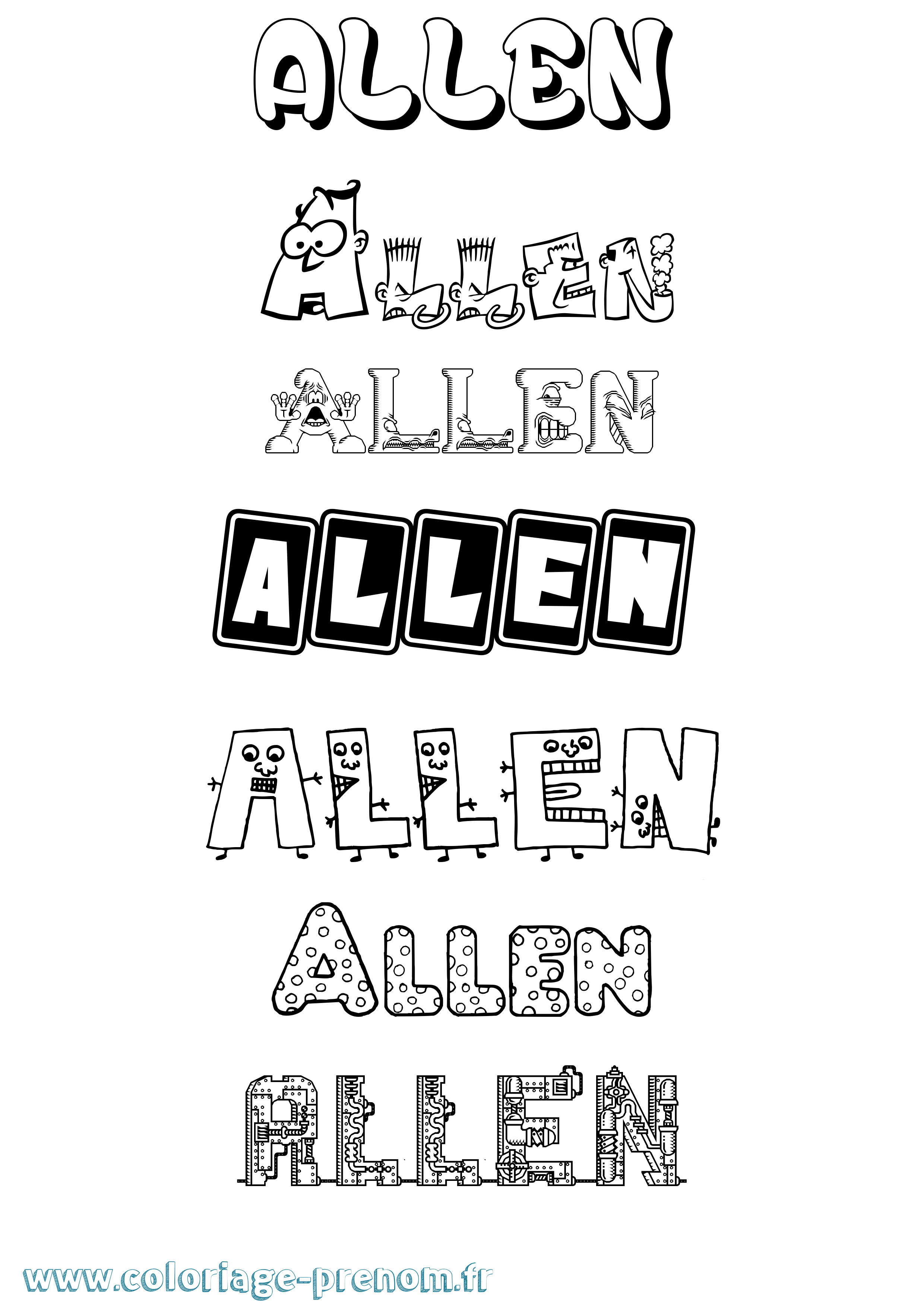 Coloriage Allen Fun Coloriage prénom Allen Fun