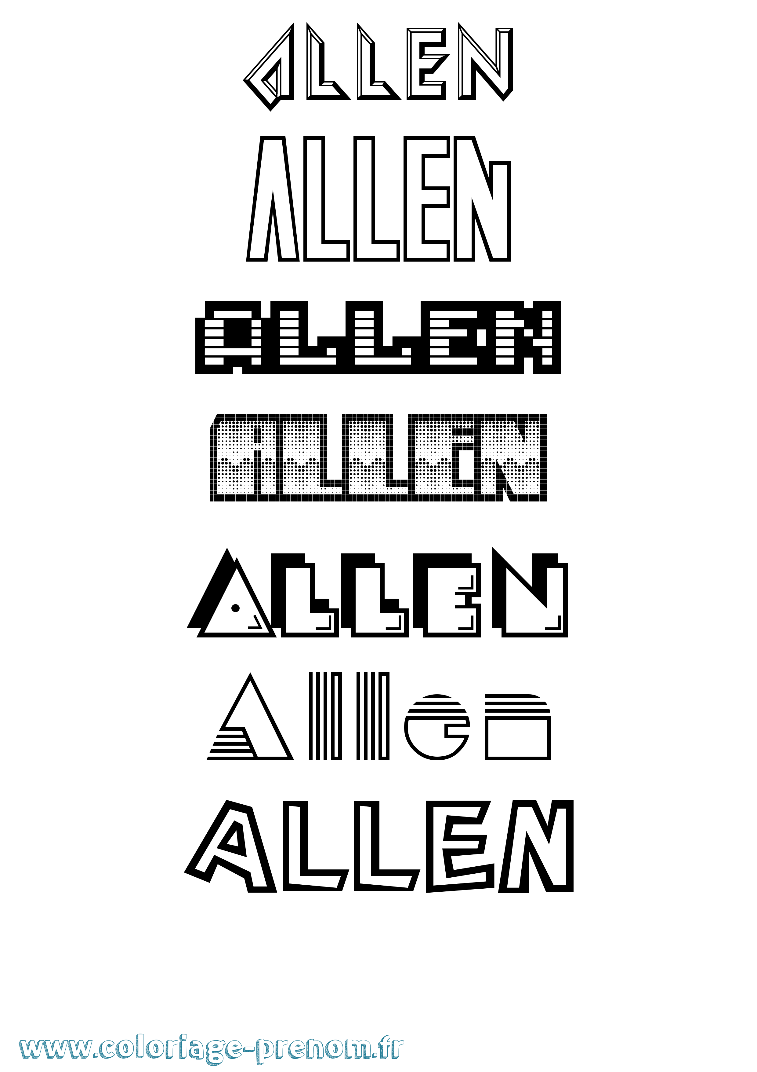 Coloriage Allen Jeux Vidéos Coloriage prénom Allen Jeux Vidéos