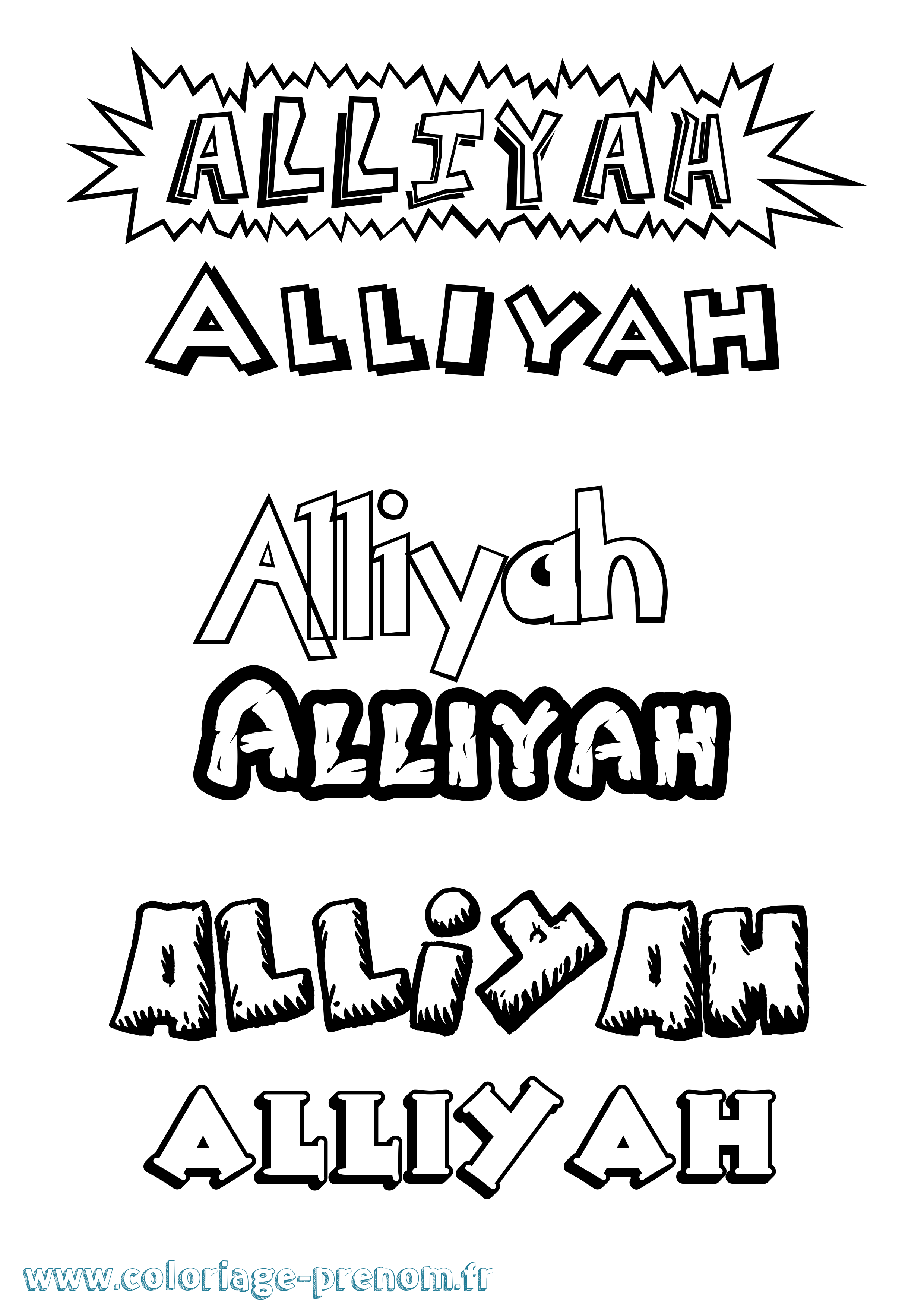 Coloriage Alliyah Dessin Animé Coloriage prénom Alliyah Dessin Animé