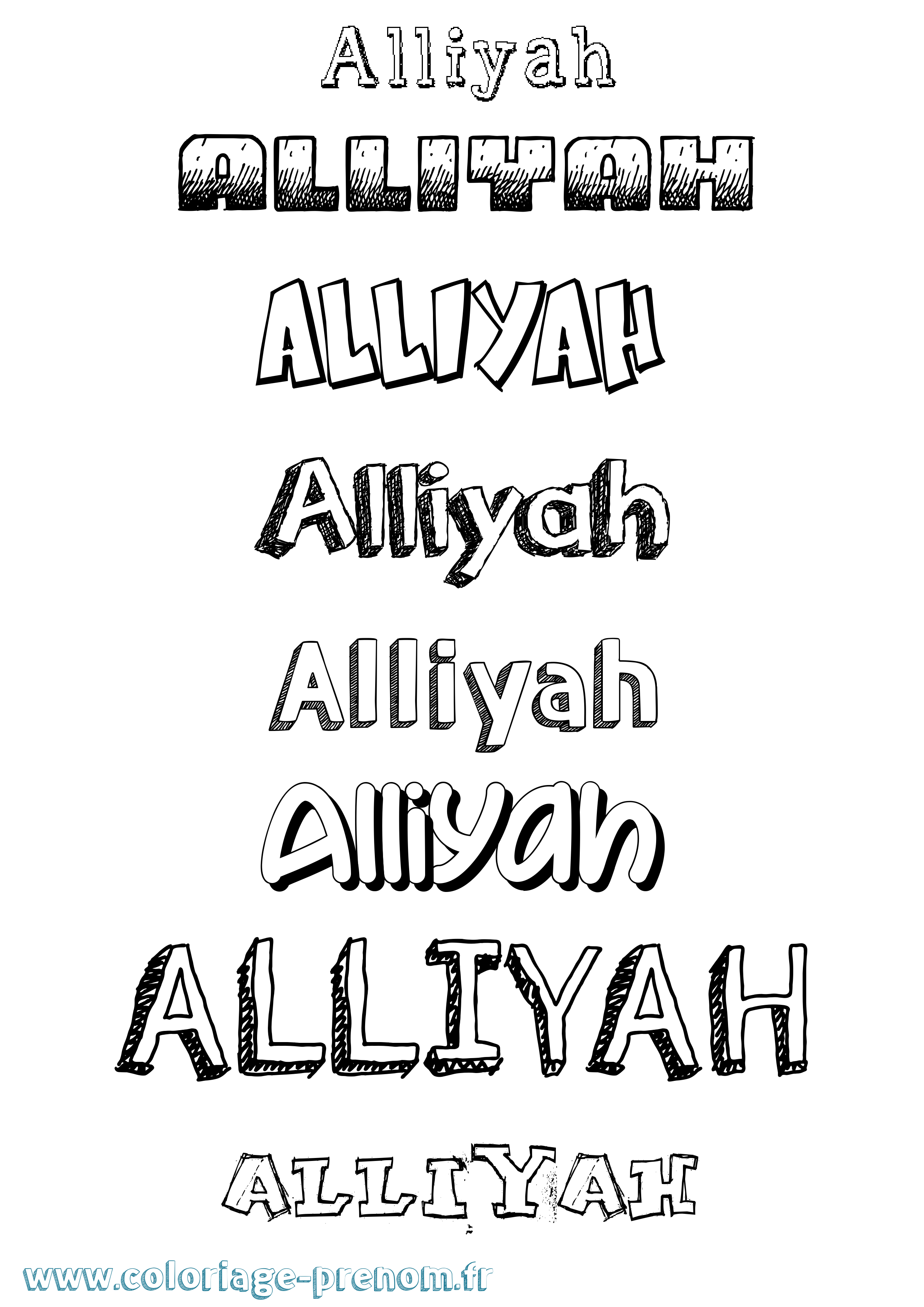 Coloriage Alliyah Dessiné Coloriage prénom Alliyah Dessiné