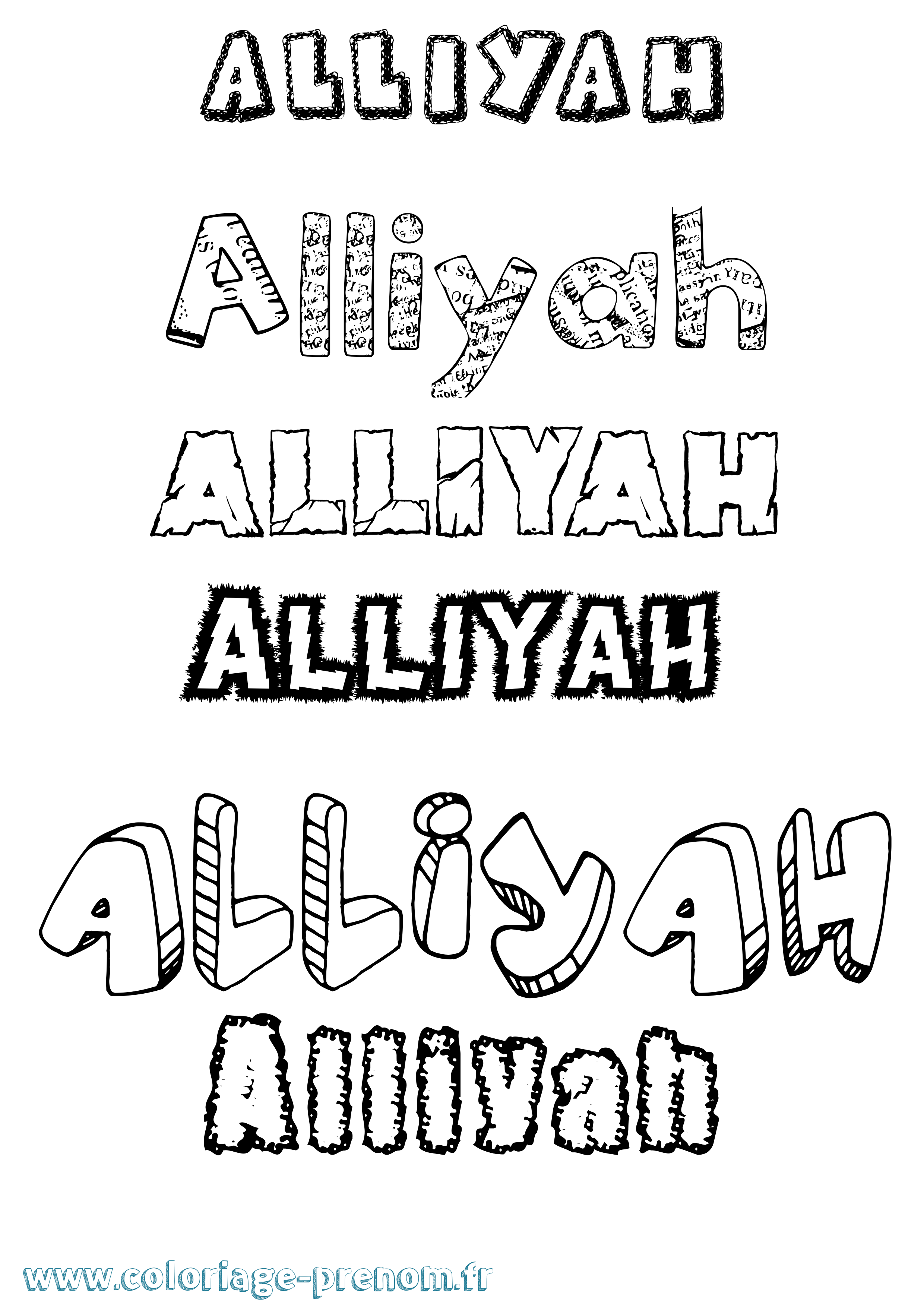 Coloriage Alliyah Destructuré Coloriage prénom Alliyah Destructuré