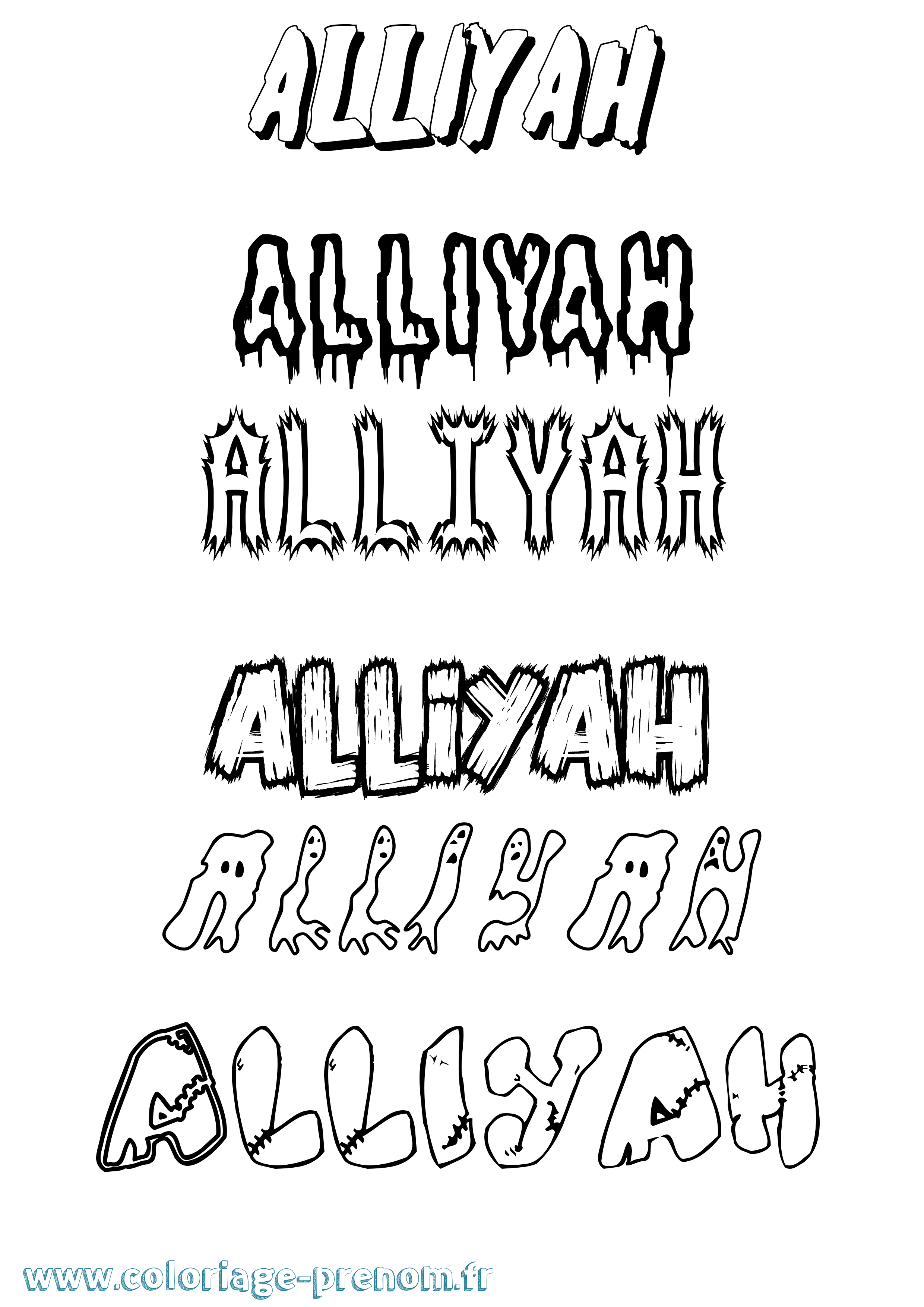 Coloriage Alliyah Frisson Coloriage prénom Alliyah Frisson