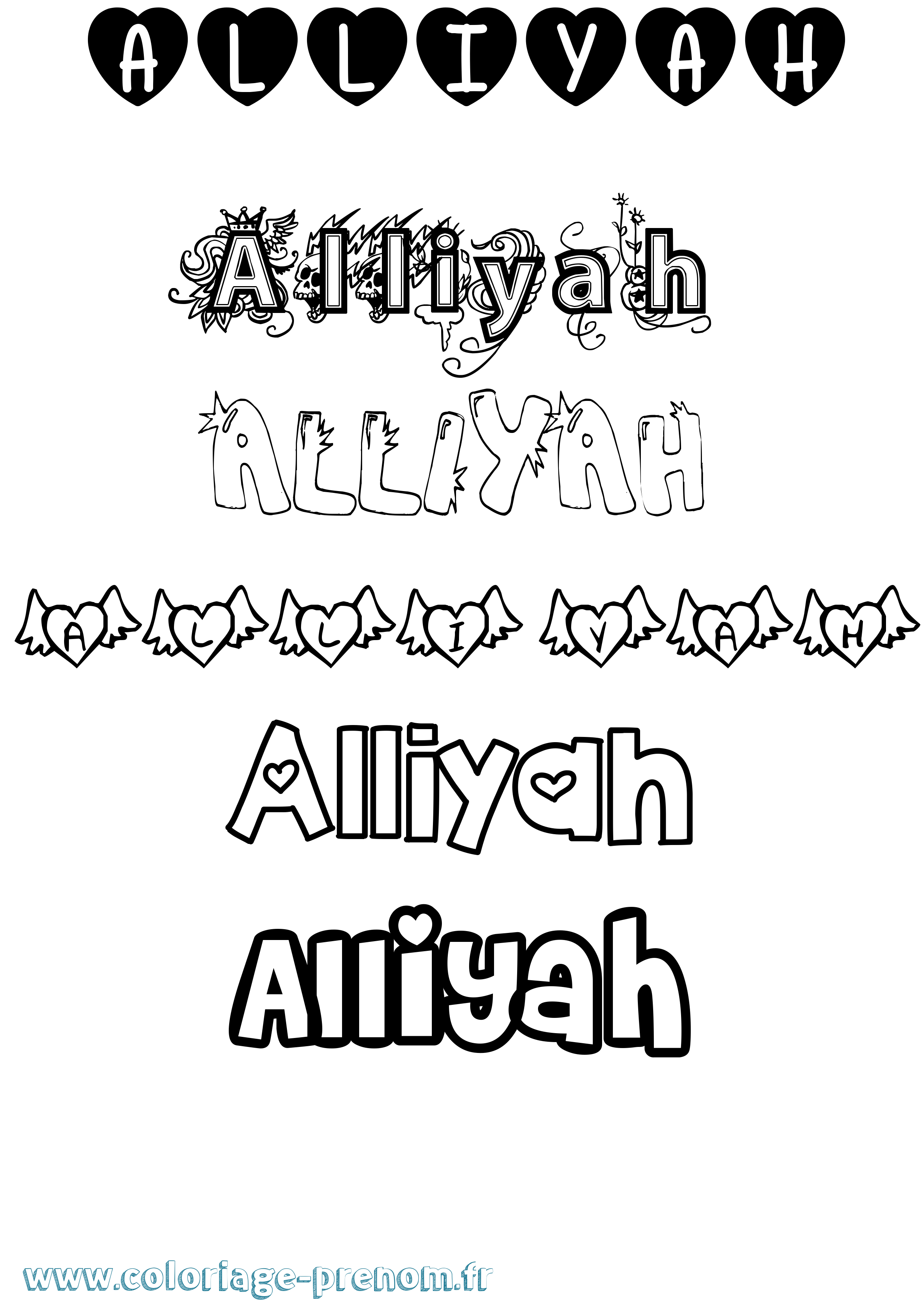 Coloriage Alliyah Girly Coloriage prénom Alliyah Girly