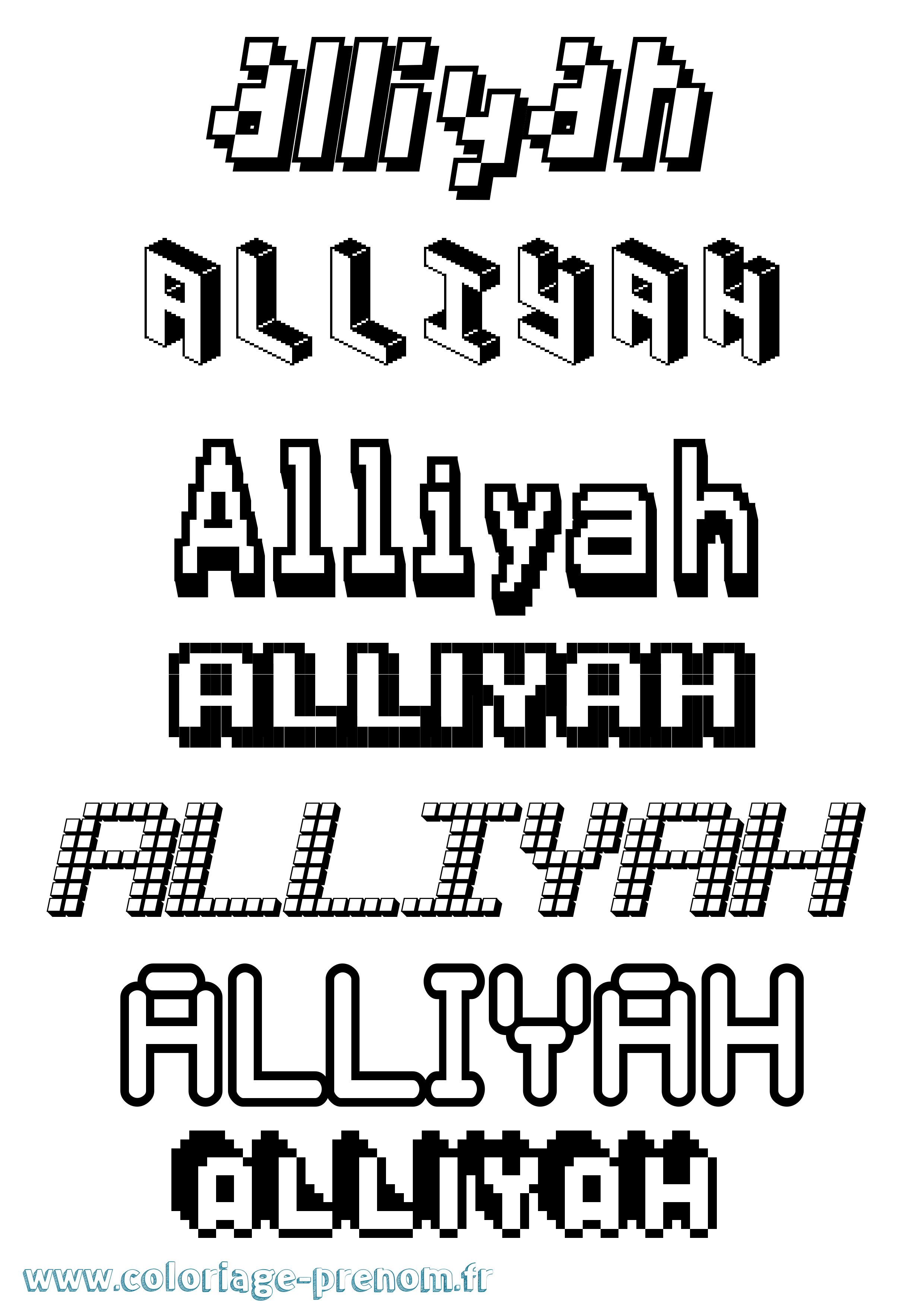 Coloriage Alliyah Pixel Coloriage prénom Alliyah Pixel