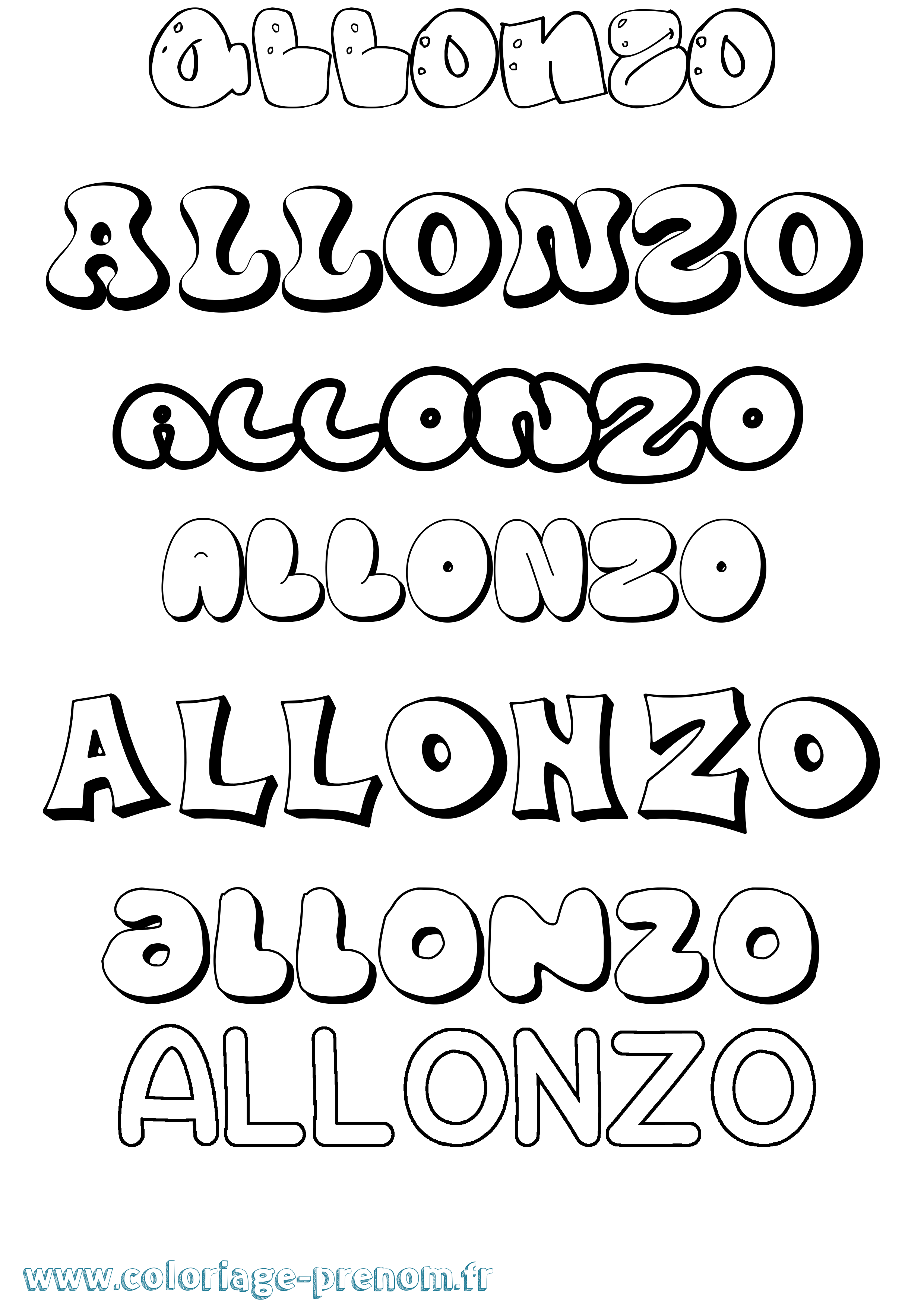 Coloriage Allonzo Bubble Coloriage prénom Allonzo Bubble