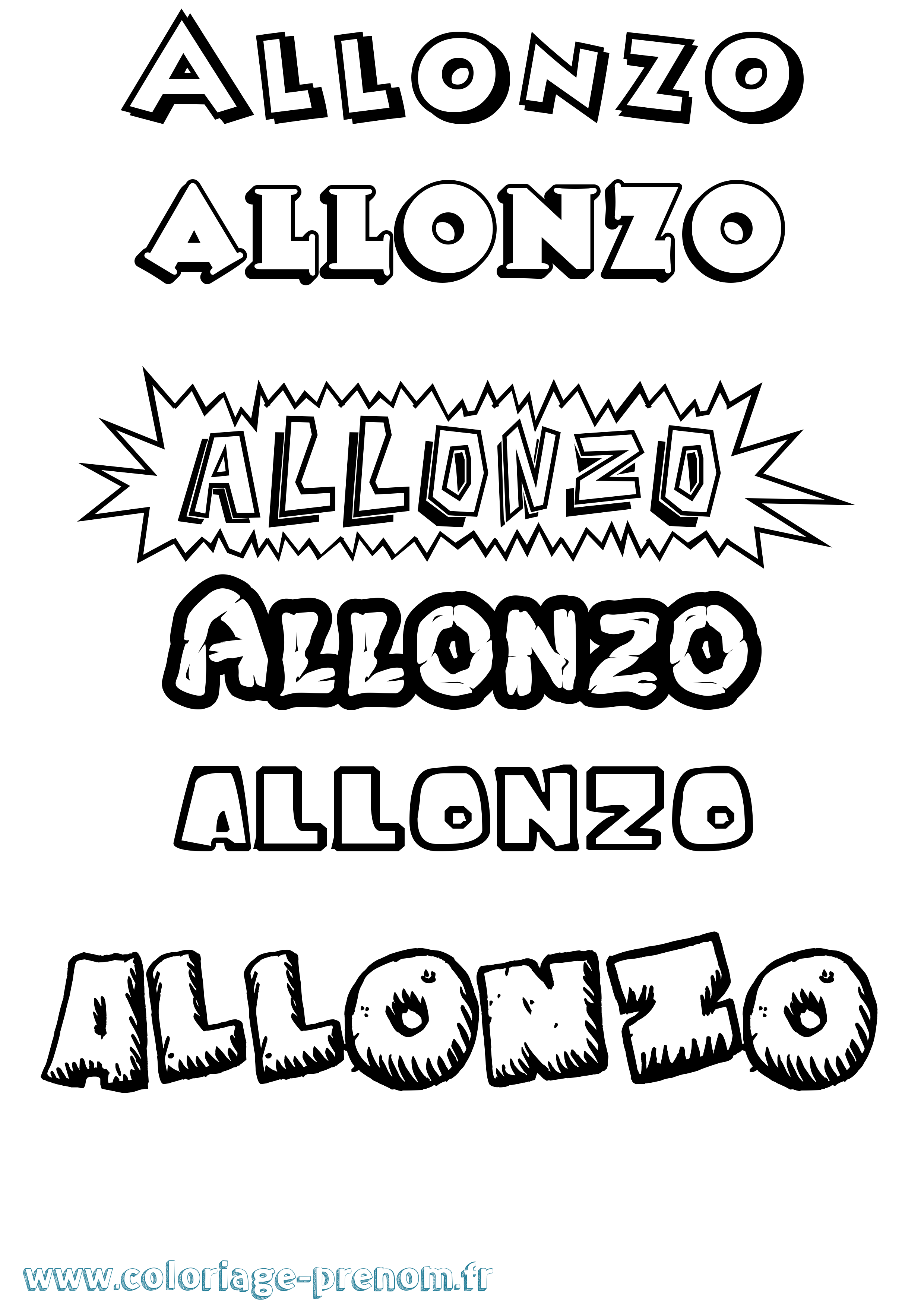 Coloriage Allonzo Dessin Animé Coloriage prénom Allonzo Dessin Animé