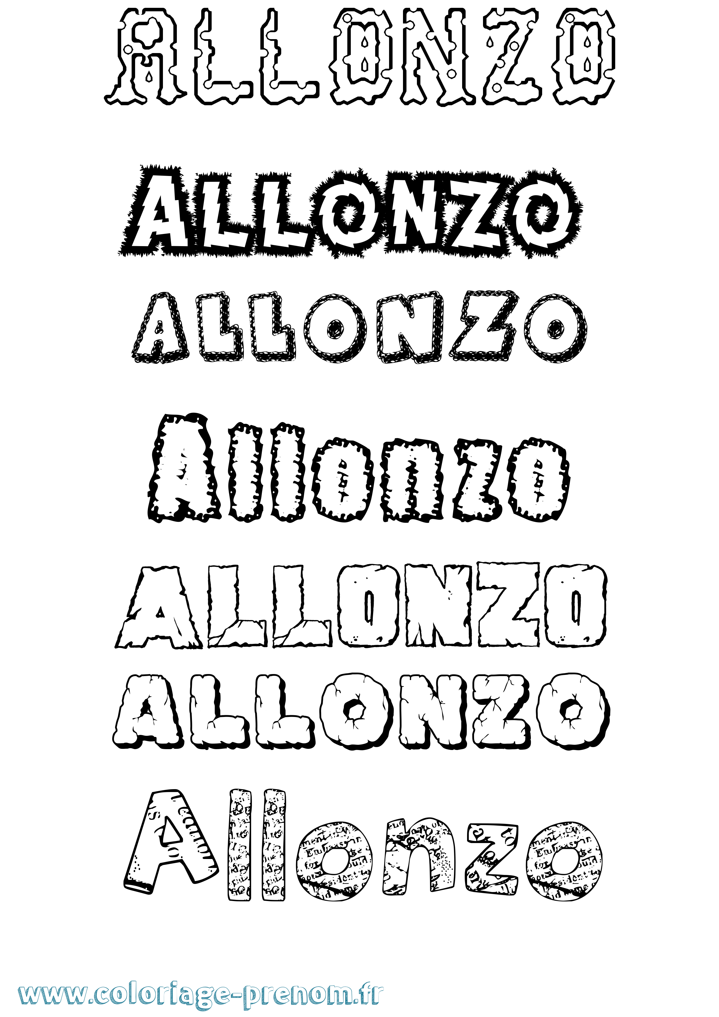 Coloriage Allonzo Destructuré Coloriage prénom Allonzo Destructuré