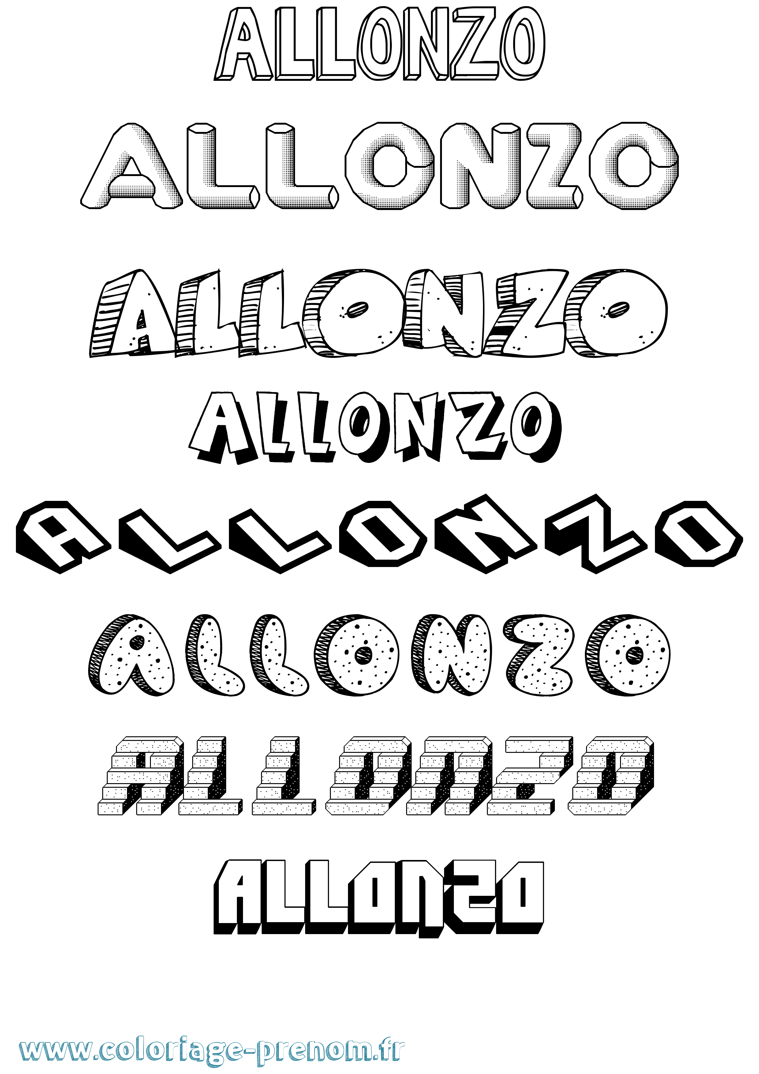 Coloriage Allonzo Effet 3D Coloriage prénom Allonzo Effet 3D