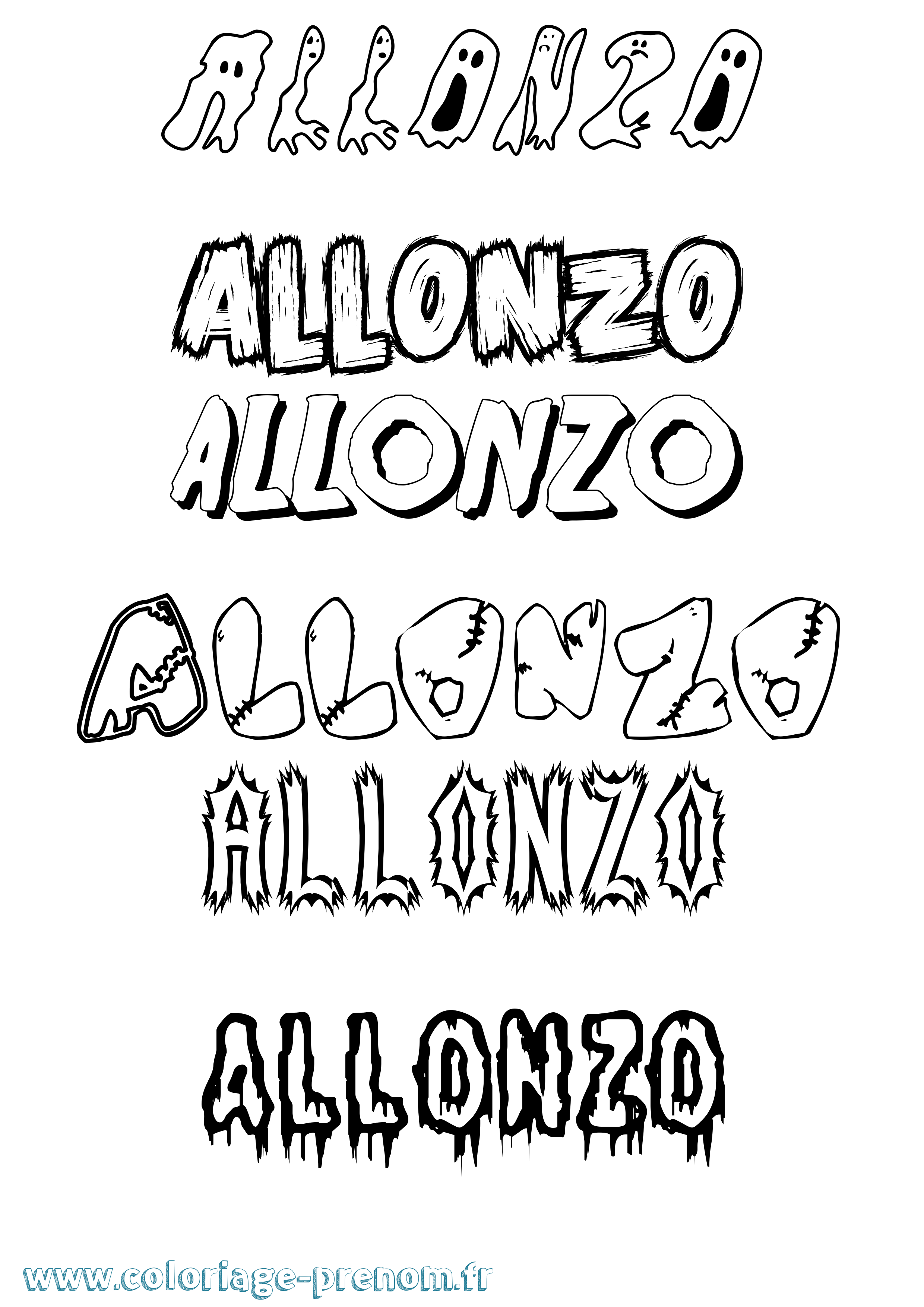 Coloriage Allonzo Frisson Coloriage prénom Allonzo Frisson