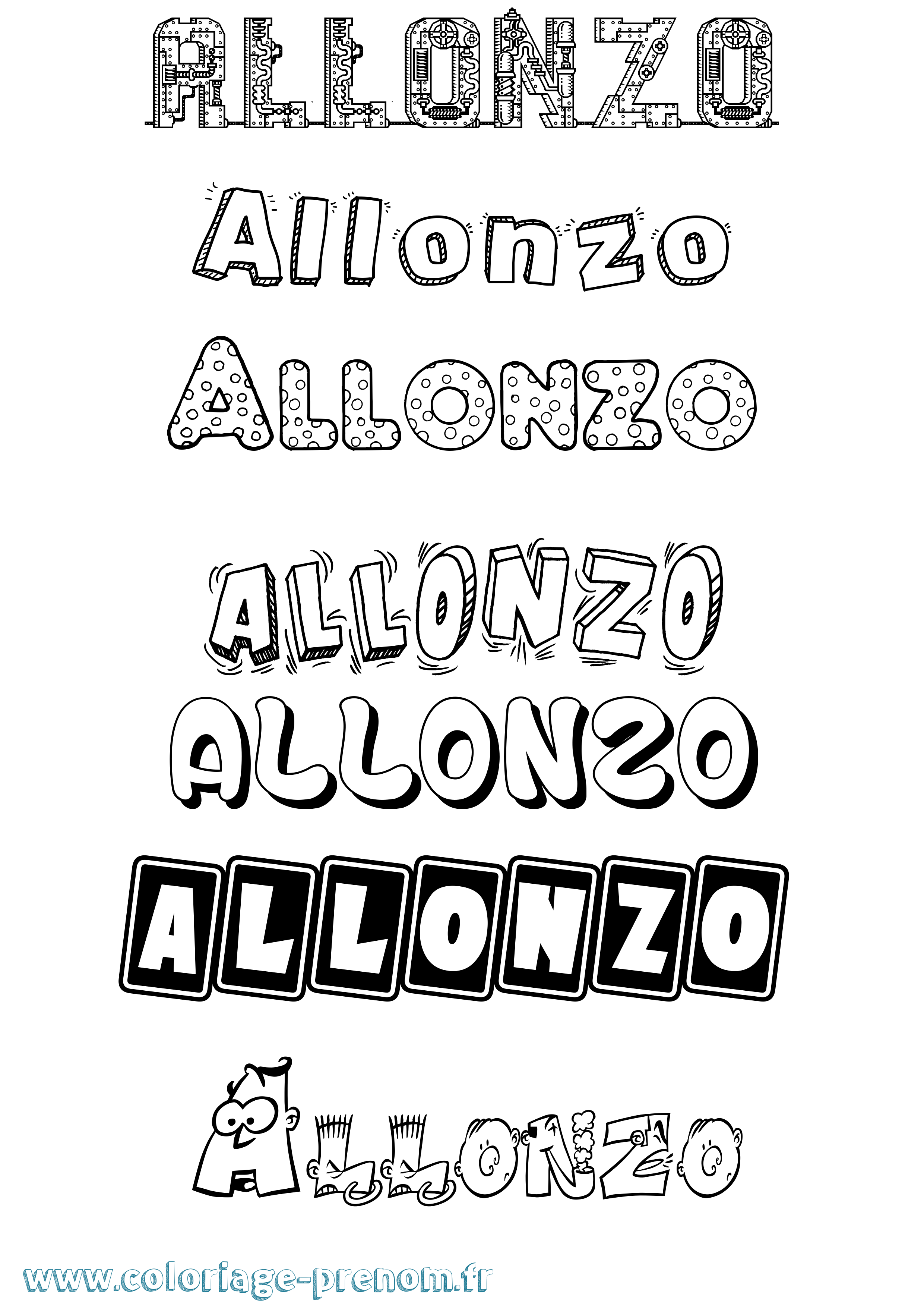 Coloriage Allonzo Fun Coloriage prénom Allonzo Fun