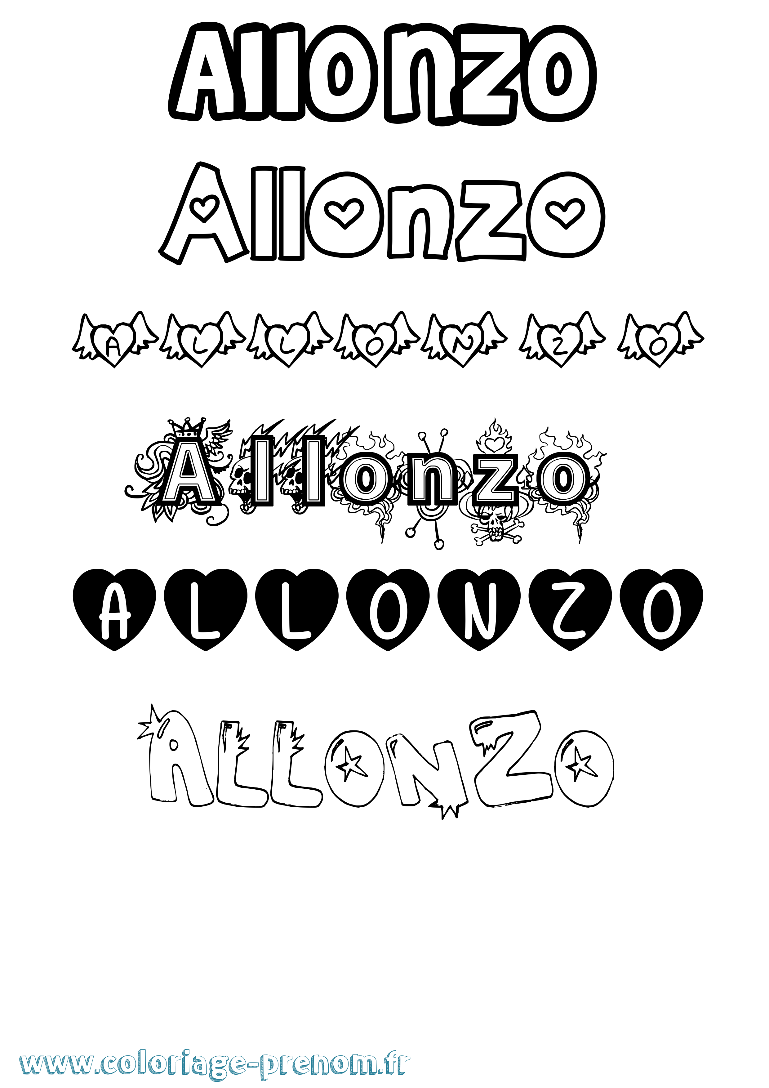 Coloriage Allonzo Girly Coloriage prénom Allonzo Girly