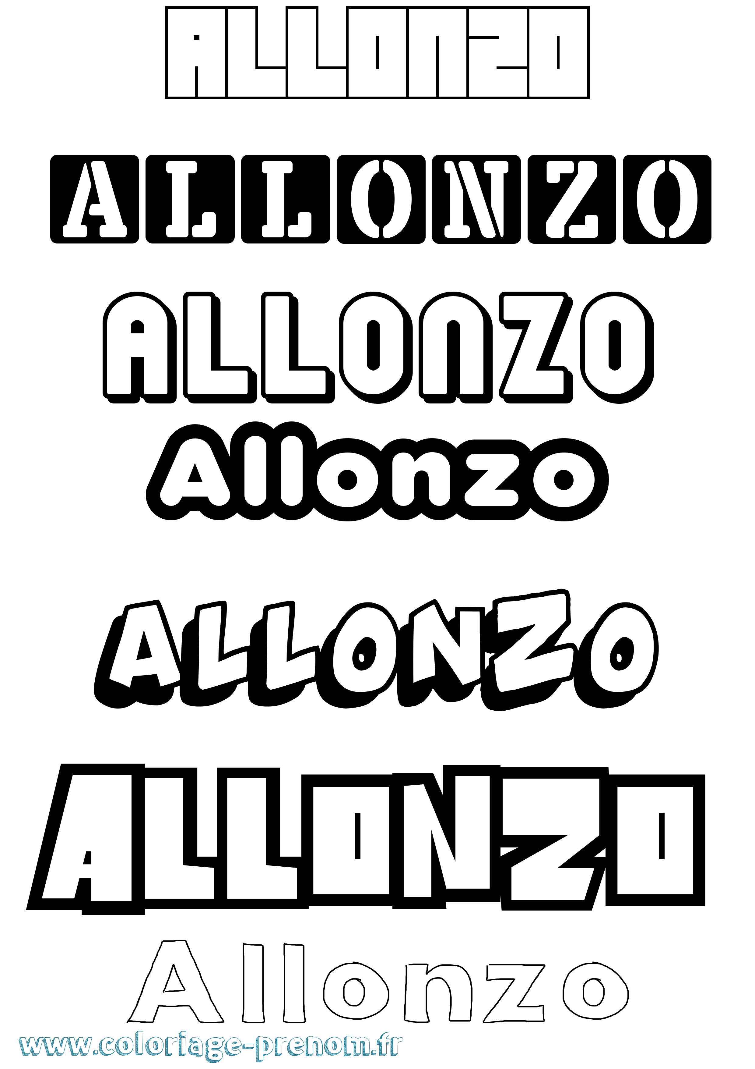 Coloriage Allonzo Simple Coloriage prénom Allonzo Simple