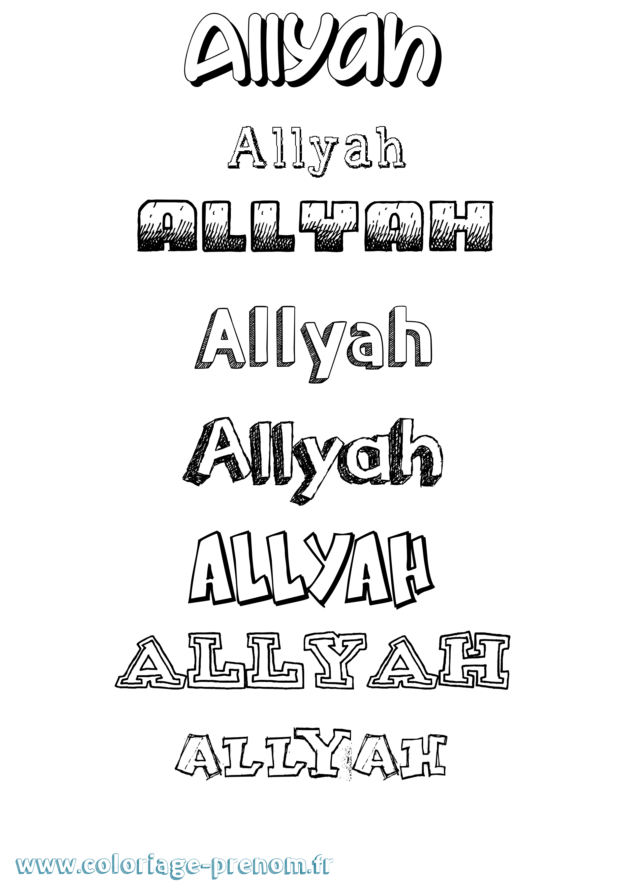 Coloriage Allyah Dessiné Coloriage prénom Allyah Dessiné