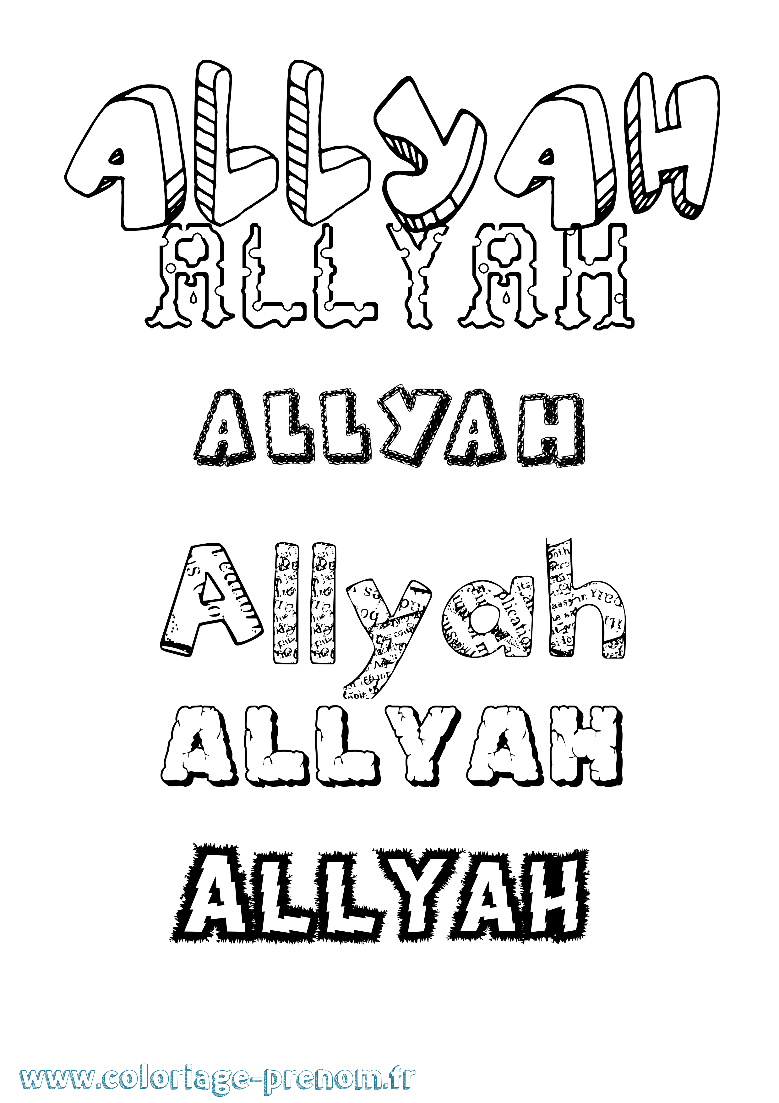 Coloriage Allyah Destructuré Coloriage prénom Allyah Destructuré