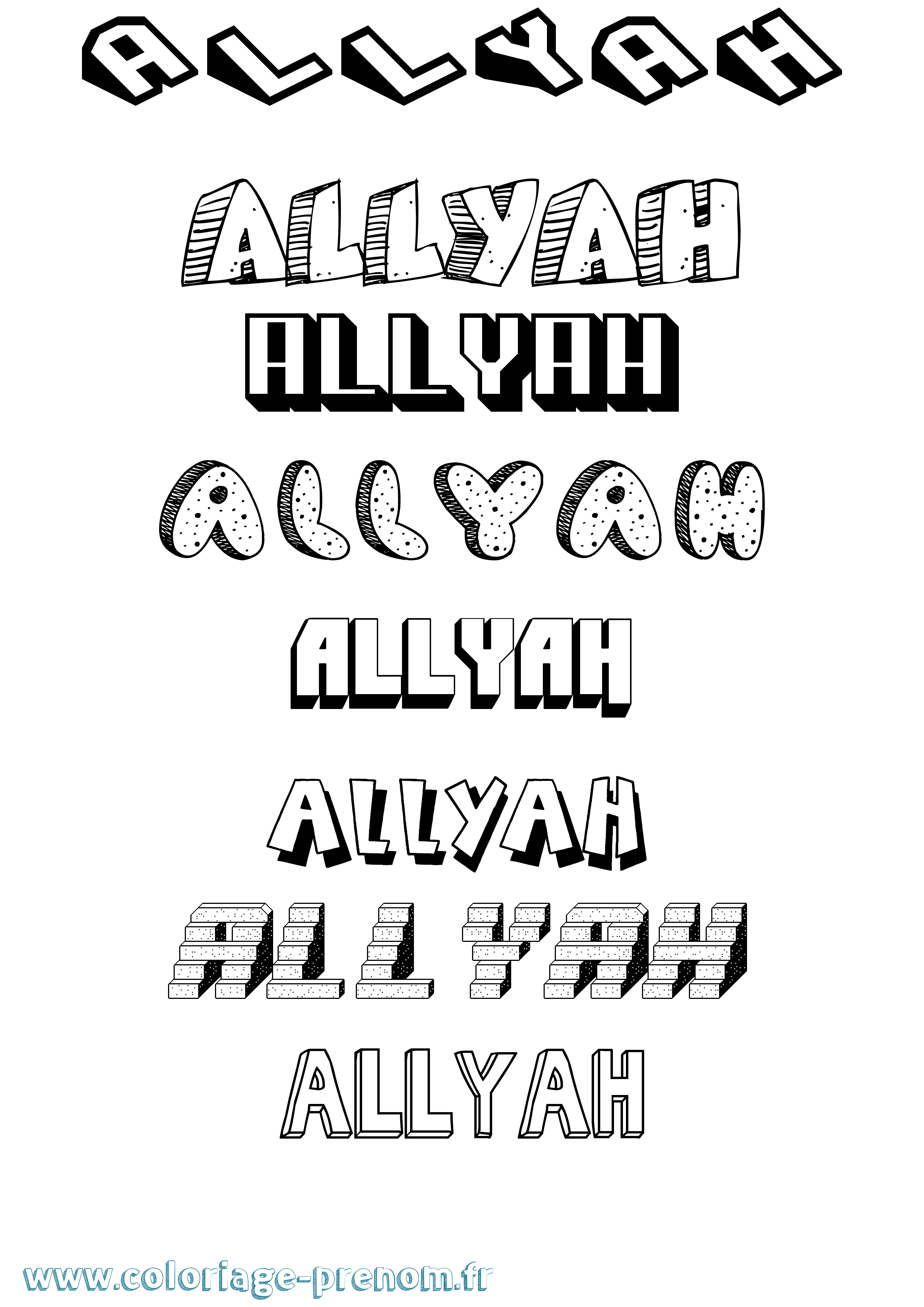 Coloriage Allyah Effet 3D Coloriage prénom Allyah Effet 3D