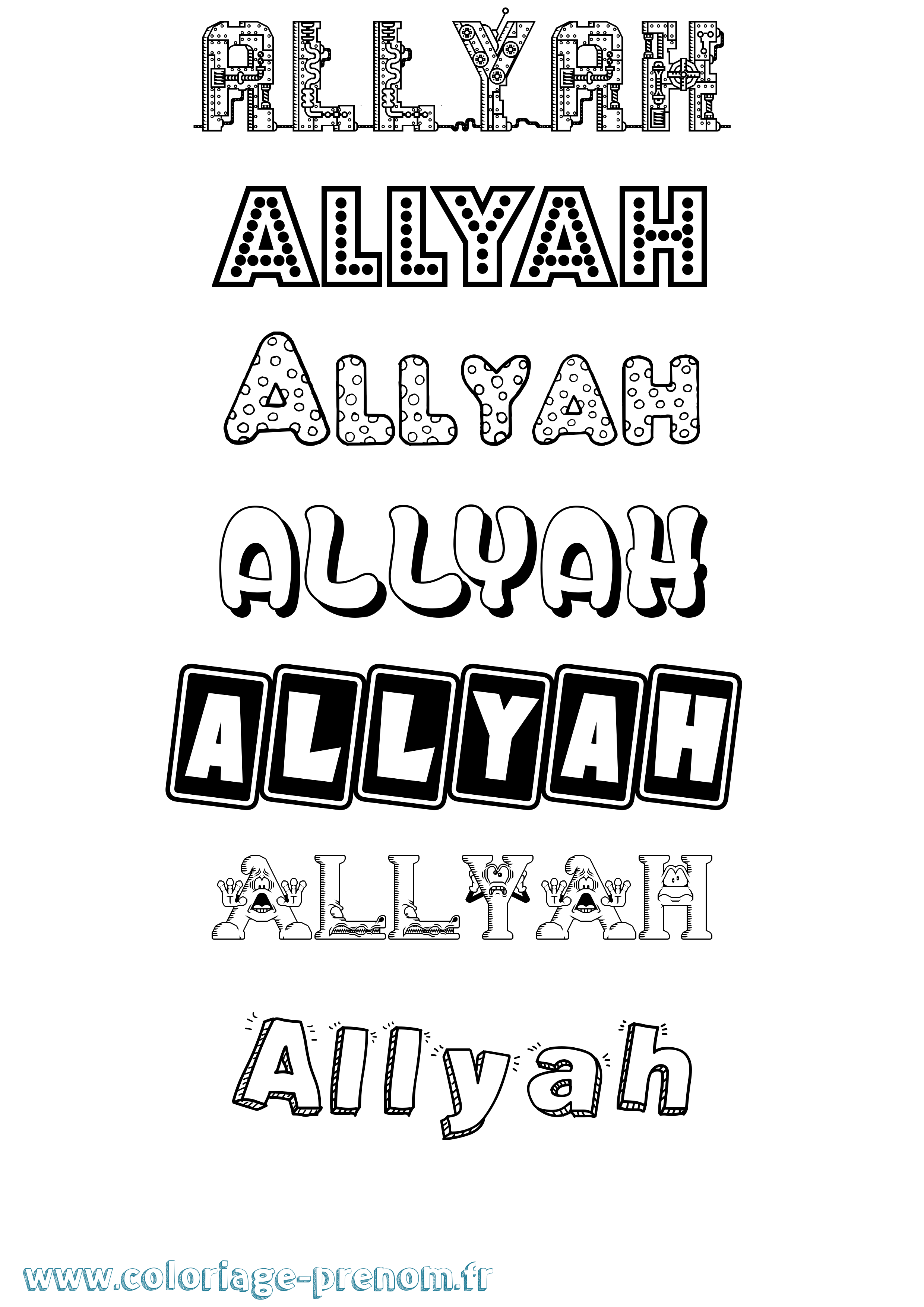Coloriage Allyah Fun Coloriage prénom Allyah Fun