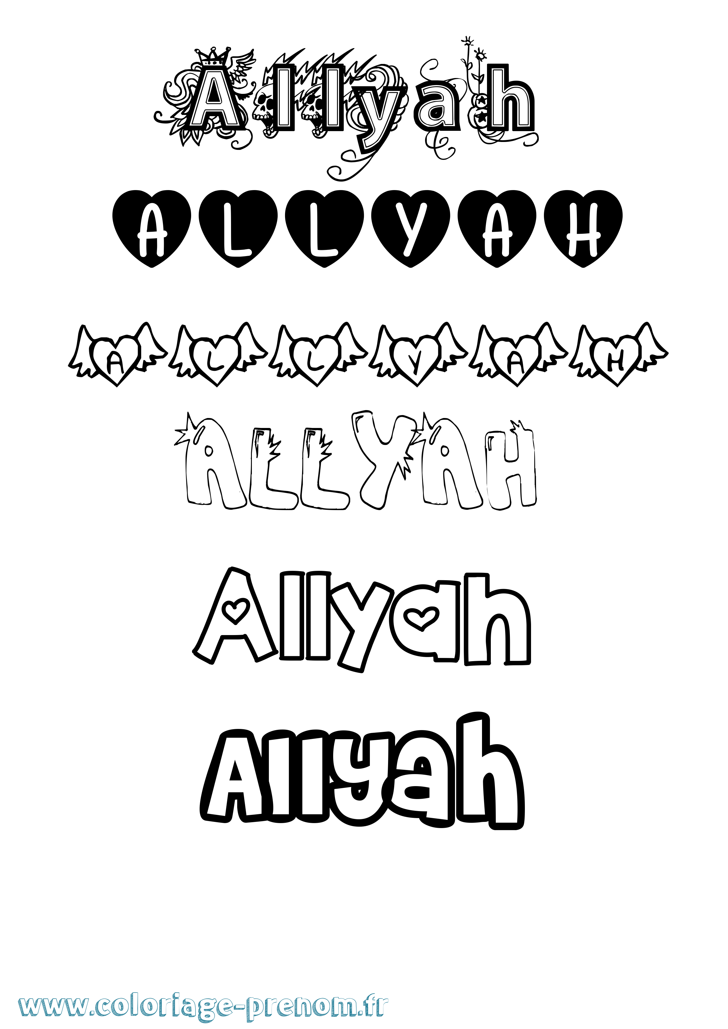 Coloriage Allyah Girly Coloriage prénom Allyah Girly