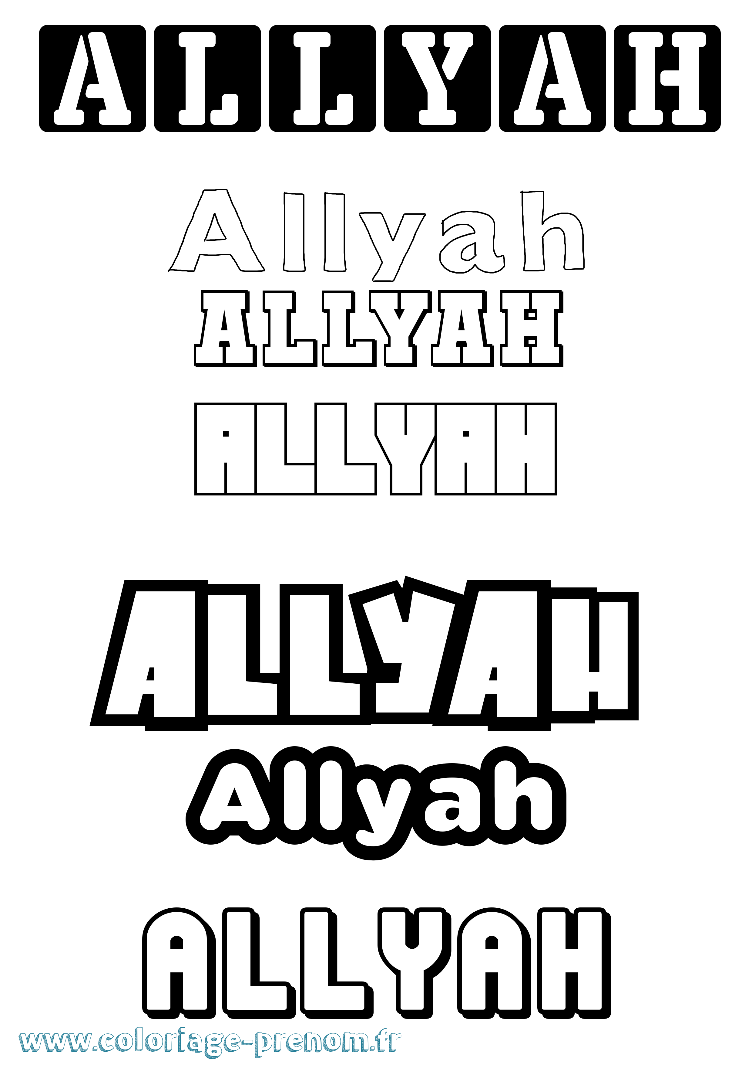 Coloriage Allyah Simple Coloriage prénom Allyah Simple