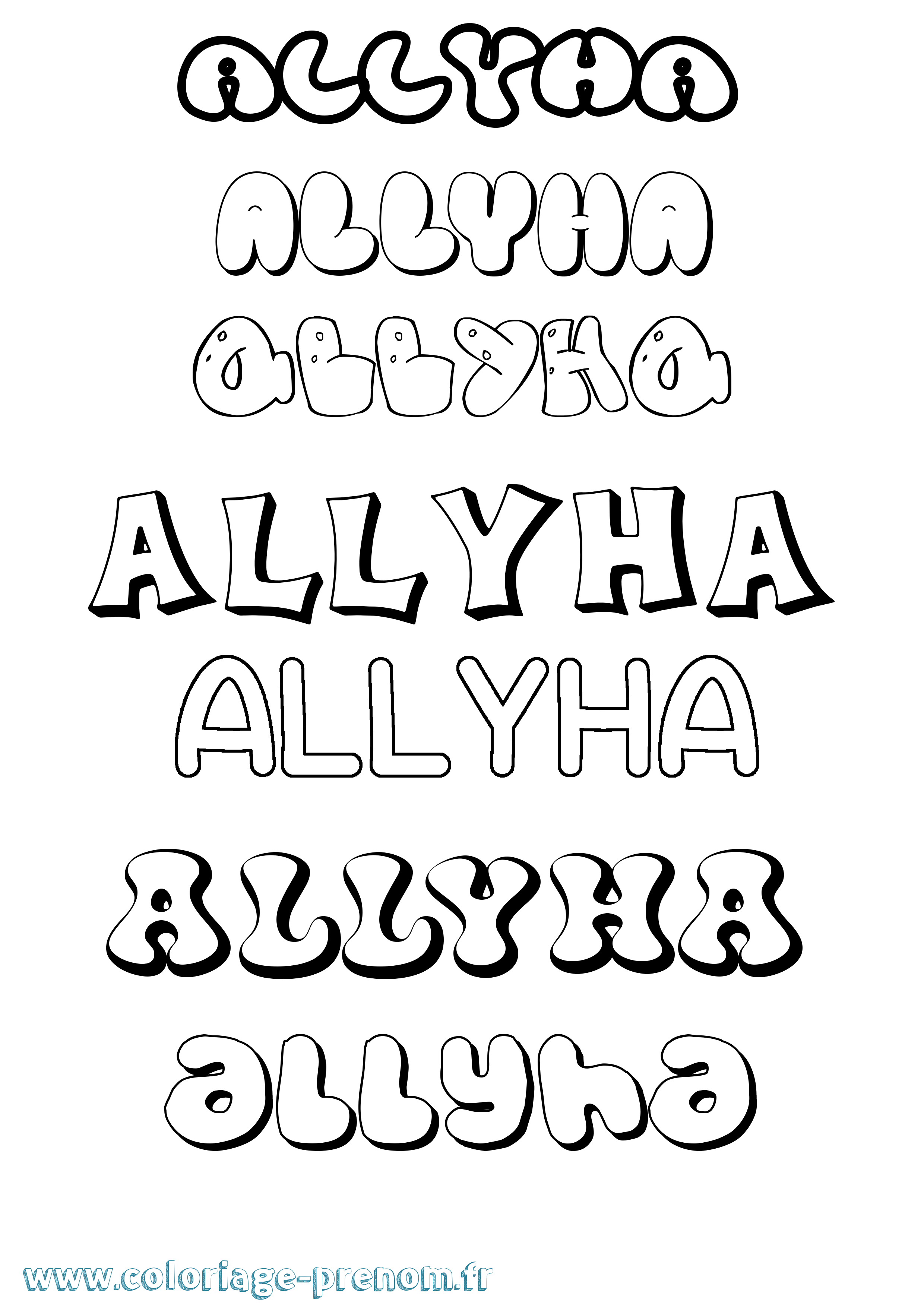 Coloriage Allyha Bubble Coloriage prénom Allyha Bubble