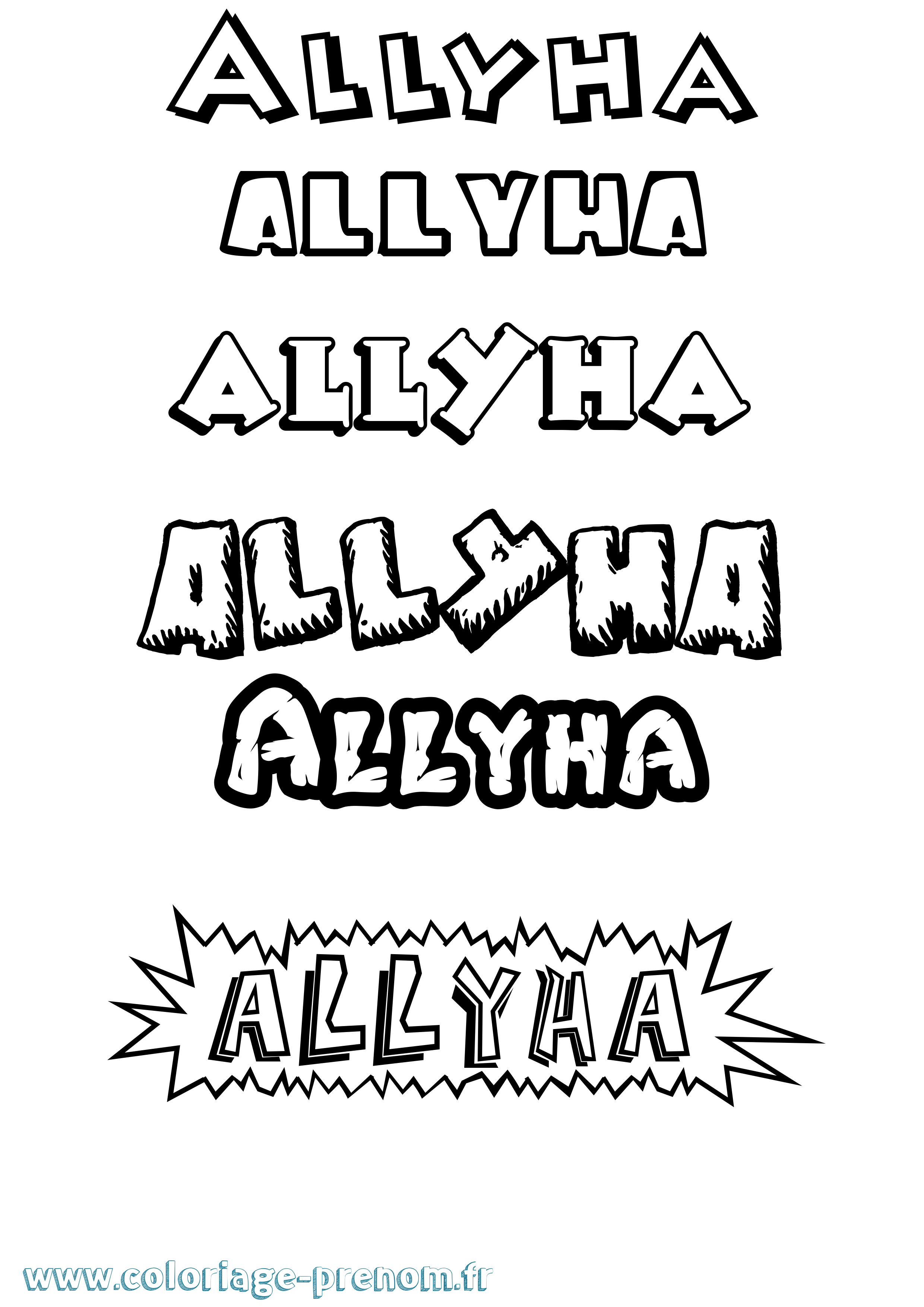 Coloriage Allyha Dessin Animé Coloriage prénom Allyha Dessin Animé