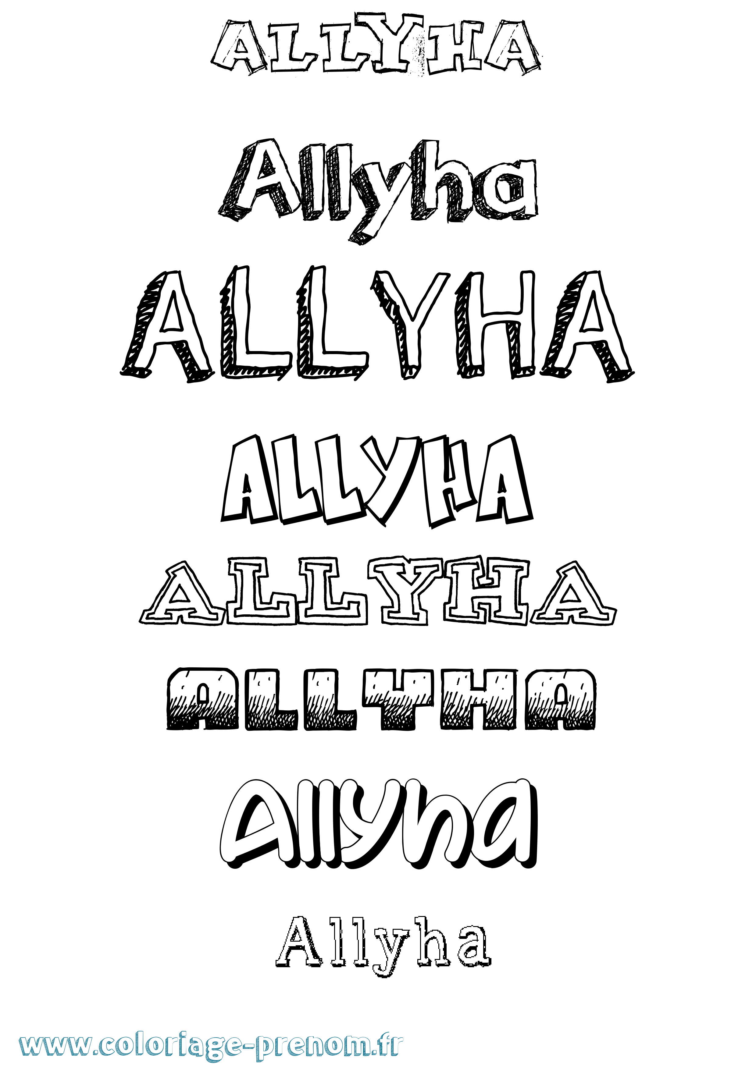 Coloriage Allyha Dessiné Coloriage prénom Allyha Dessiné