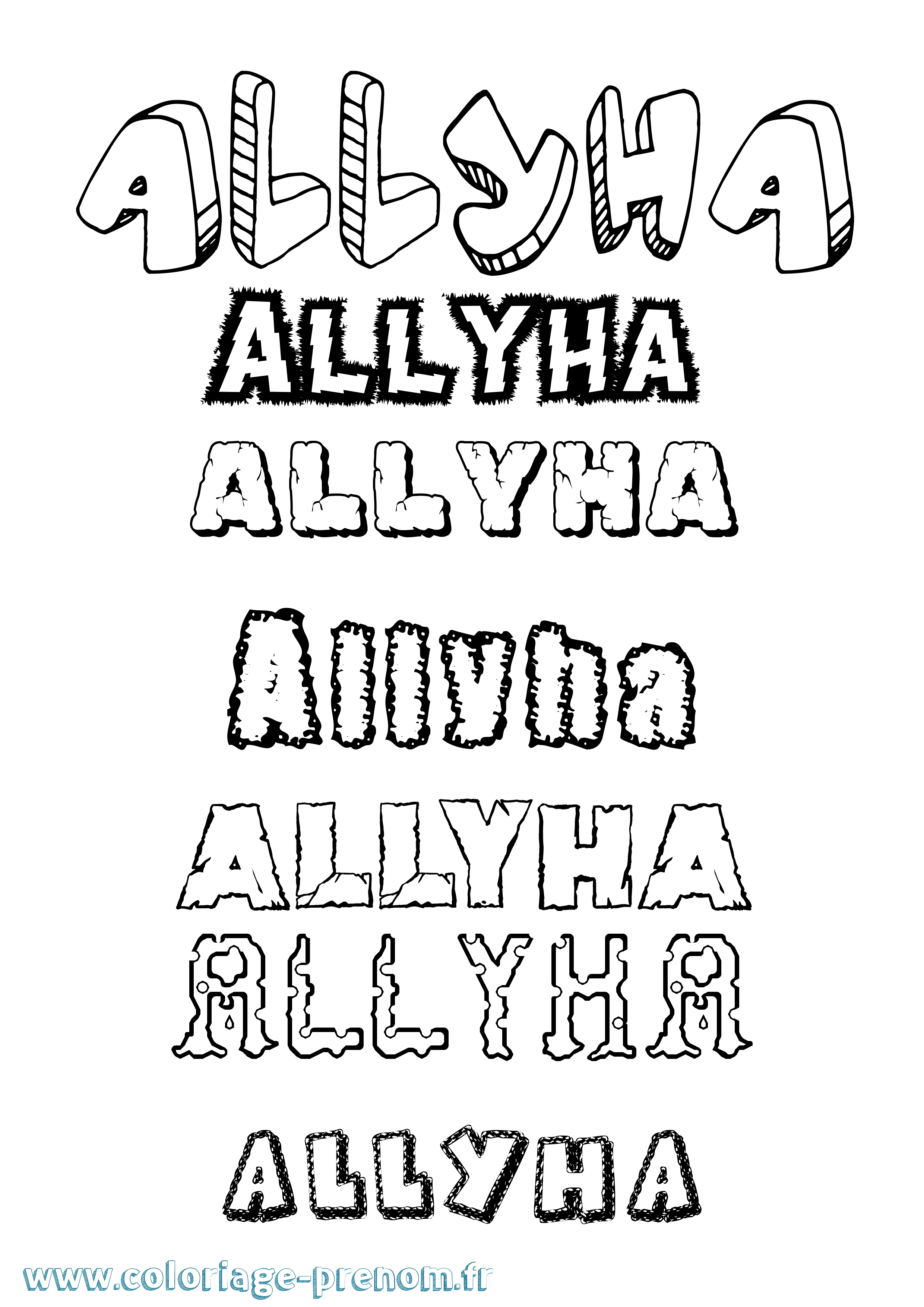 Coloriage Allyha Destructuré Coloriage prénom Allyha Destructuré
