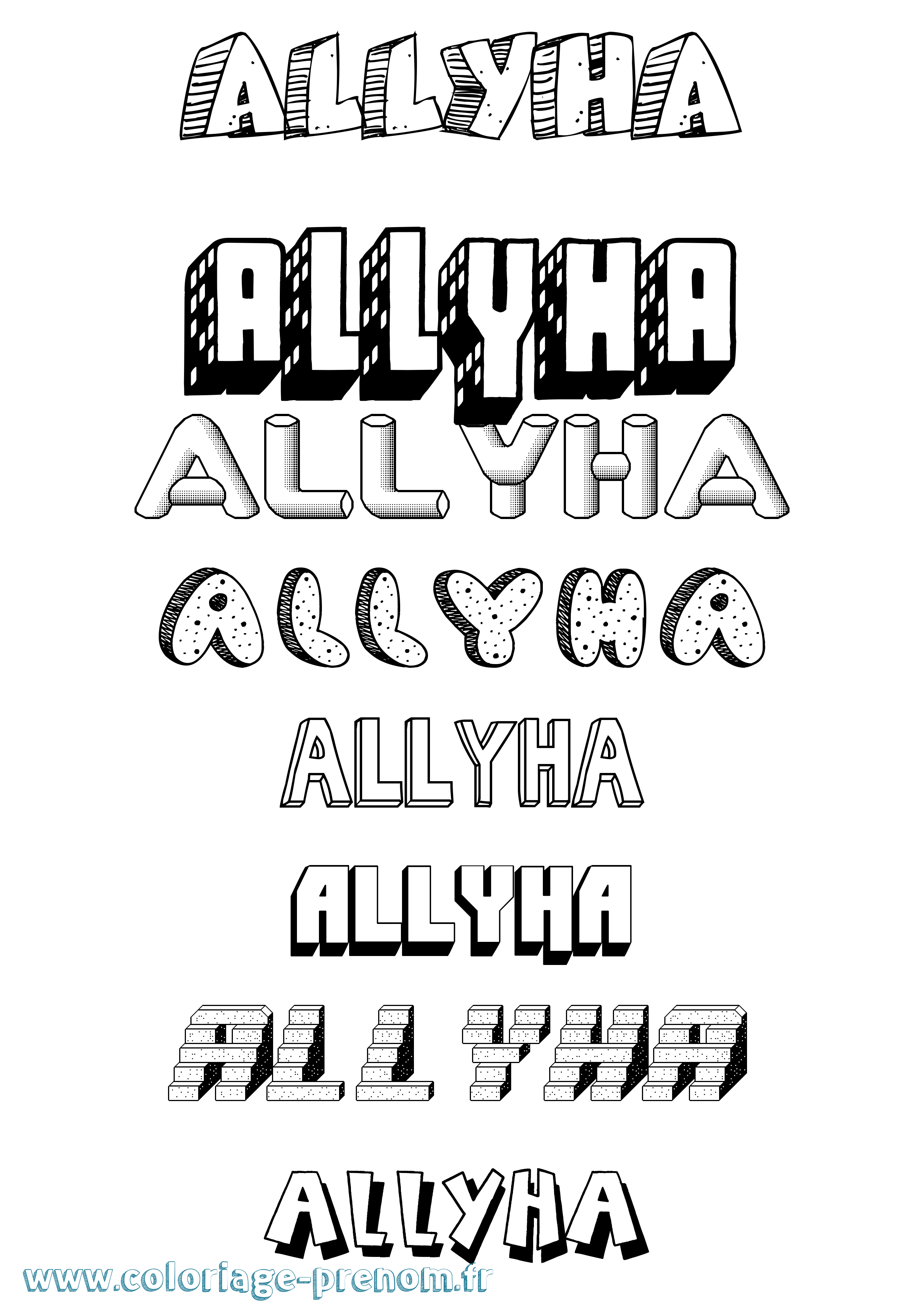 Coloriage Allyha Effet 3D Coloriage prénom Allyha Effet 3D