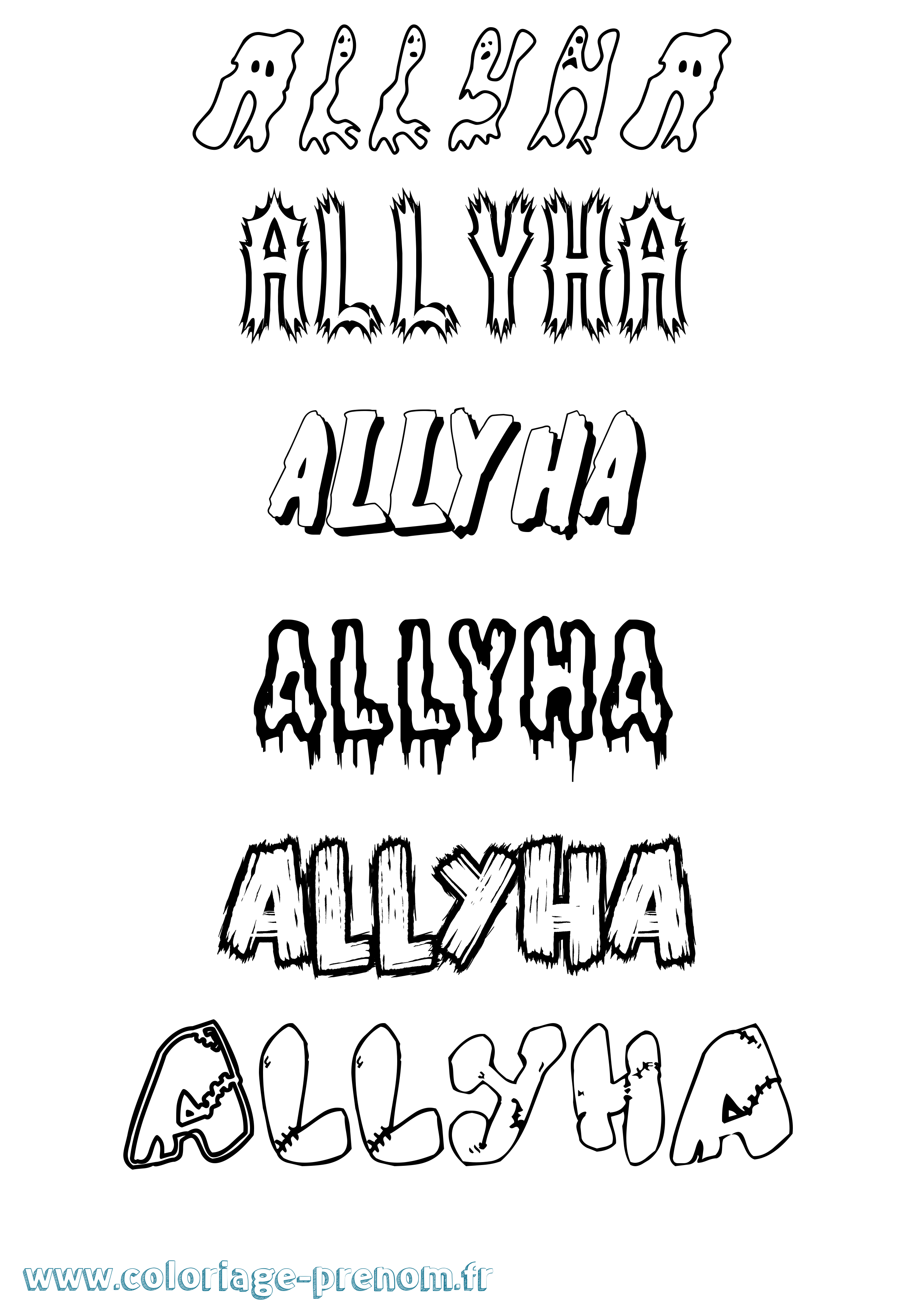 Coloriage Allyha Frisson Coloriage prénom Allyha Frisson