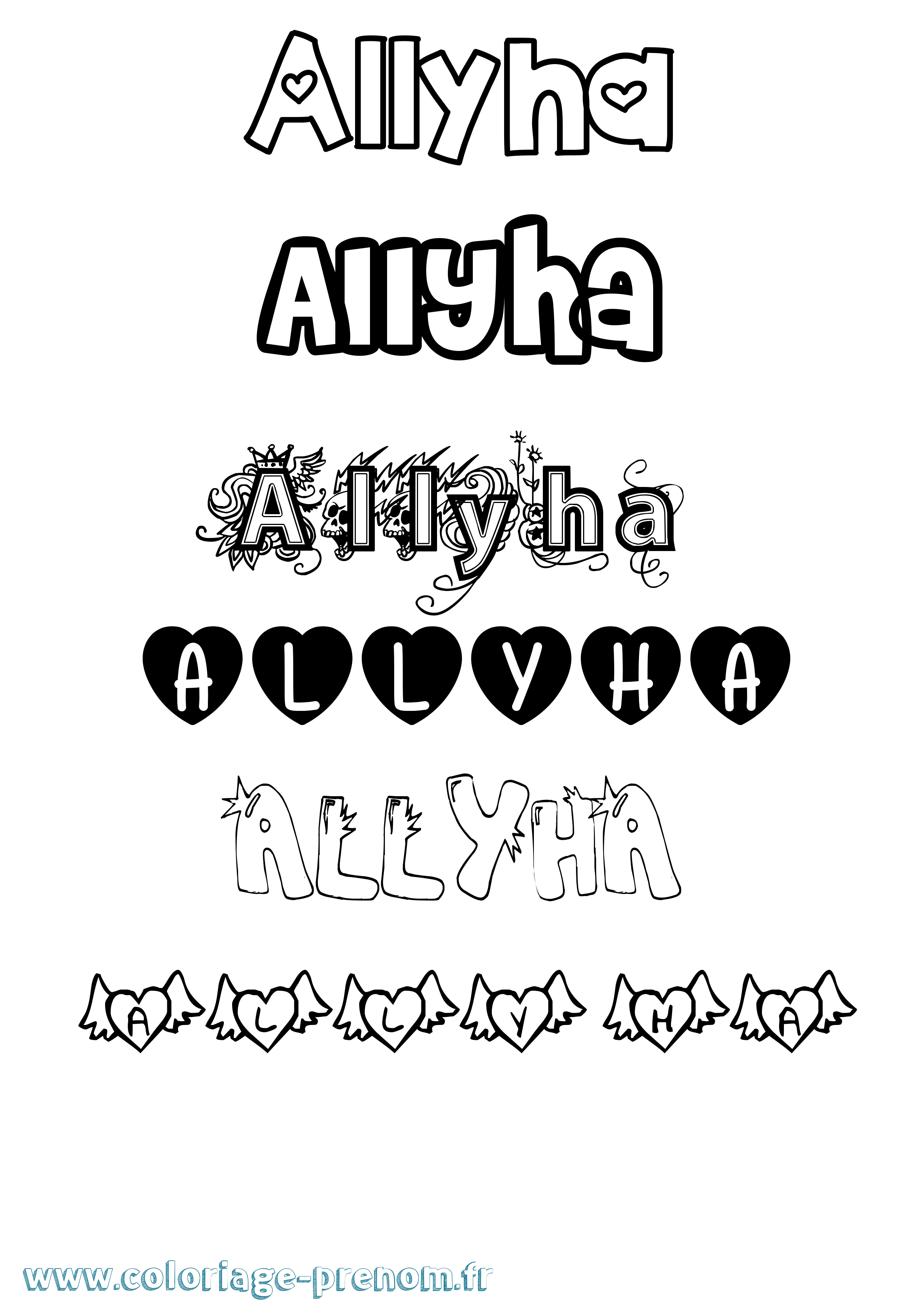 Coloriage Allyha Girly Coloriage prénom Allyha Girly