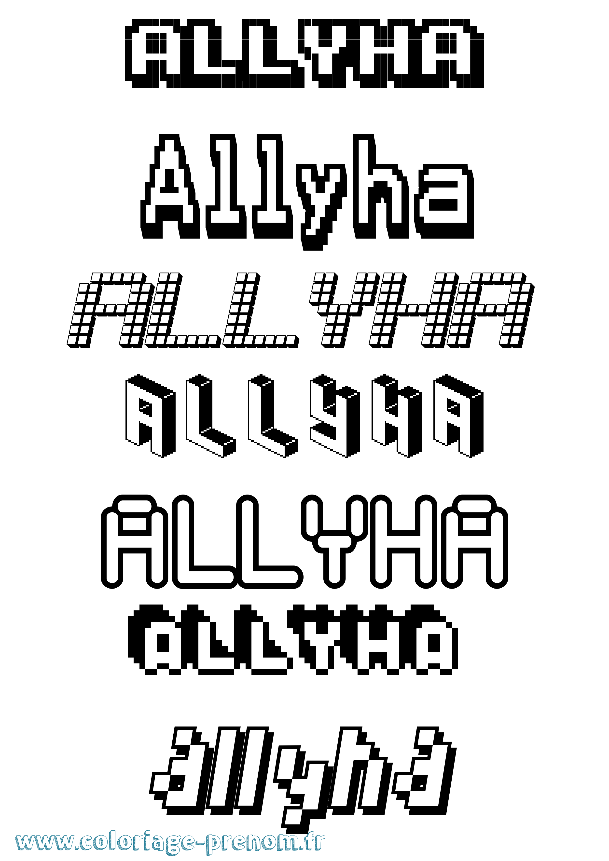 Coloriage Allyha Pixel Coloriage prénom Allyha Pixel