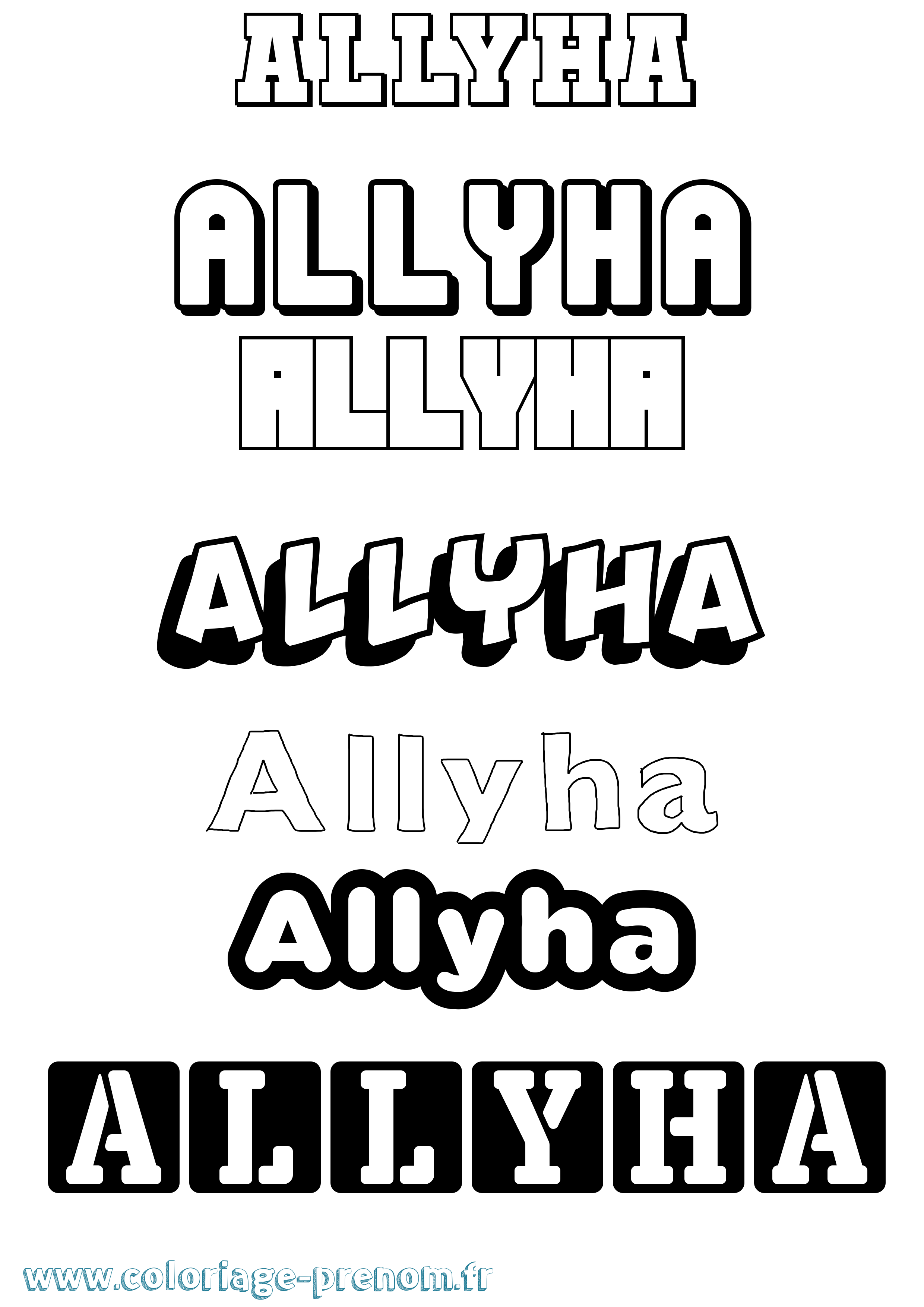 Coloriage Allyha Simple Coloriage prénom Allyha Simple