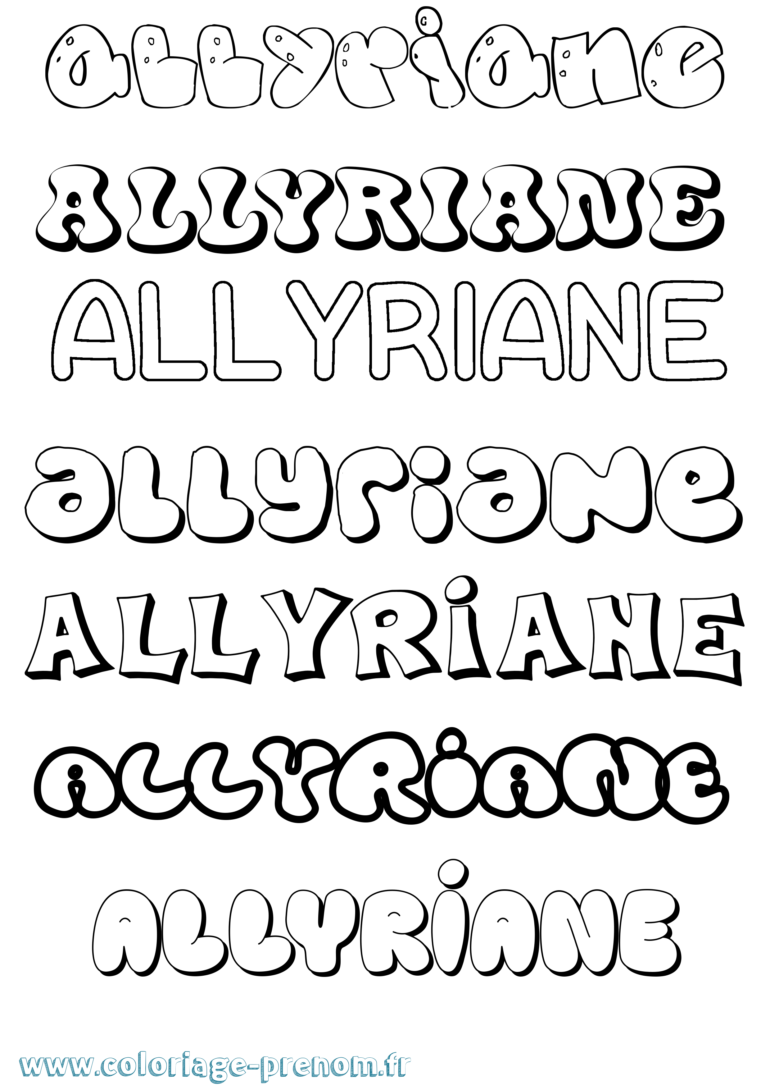 Coloriage Allyriane Bubble Coloriage prénom Allyriane Bubble
