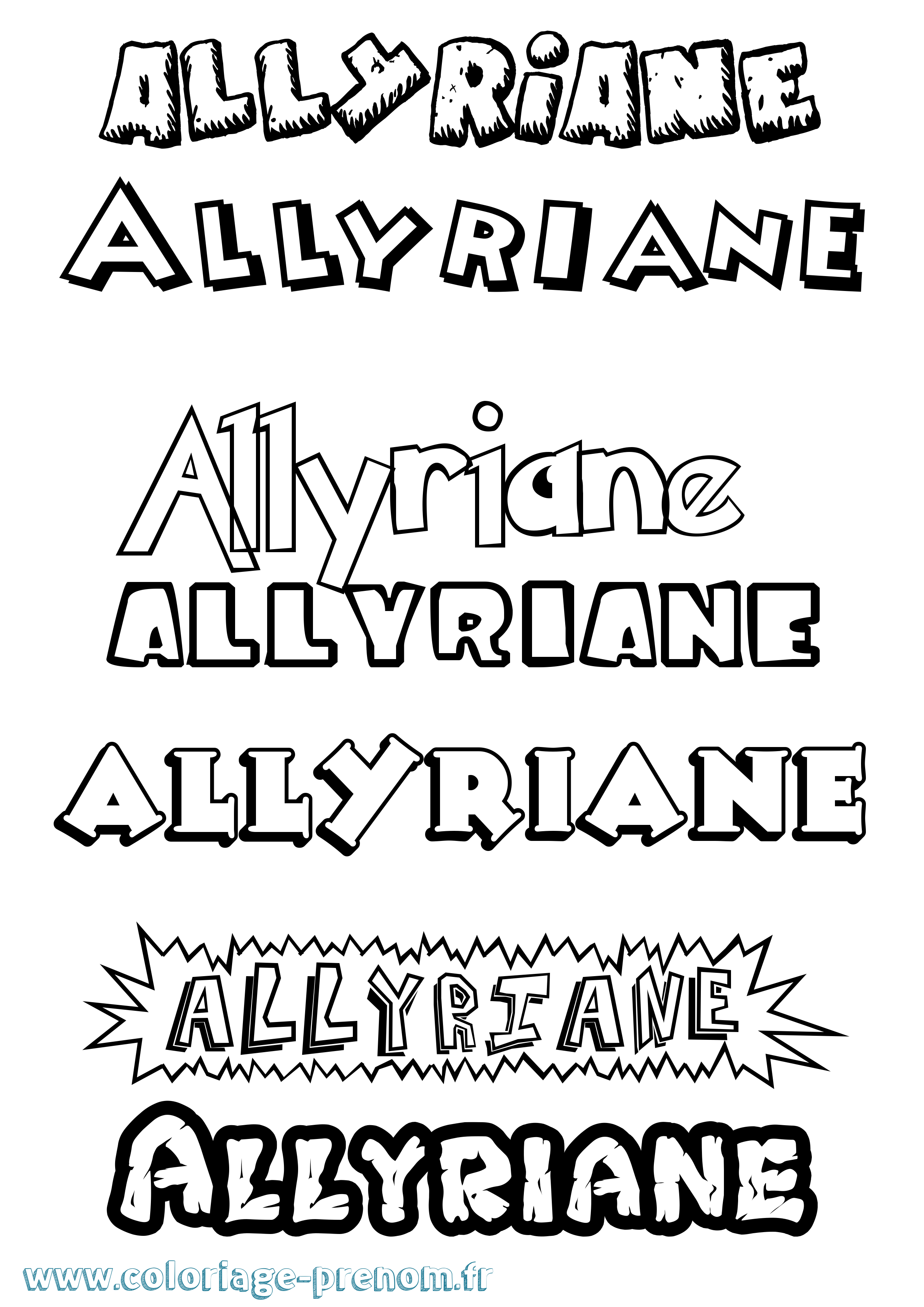 Coloriage Allyriane Dessin Animé Coloriage prénom Allyriane Dessin Animé