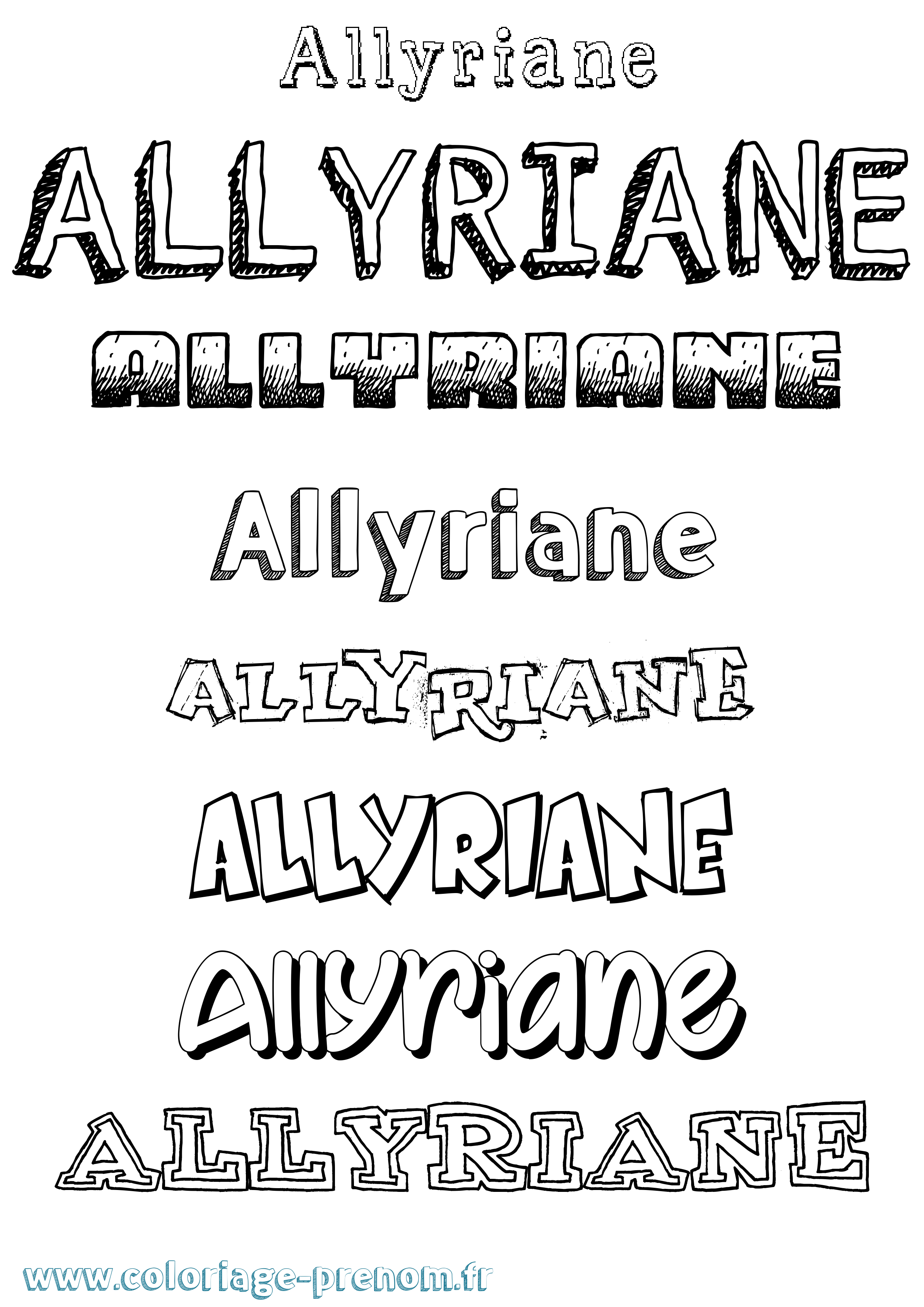 Coloriage Allyriane Dessiné Coloriage prénom Allyriane Dessiné