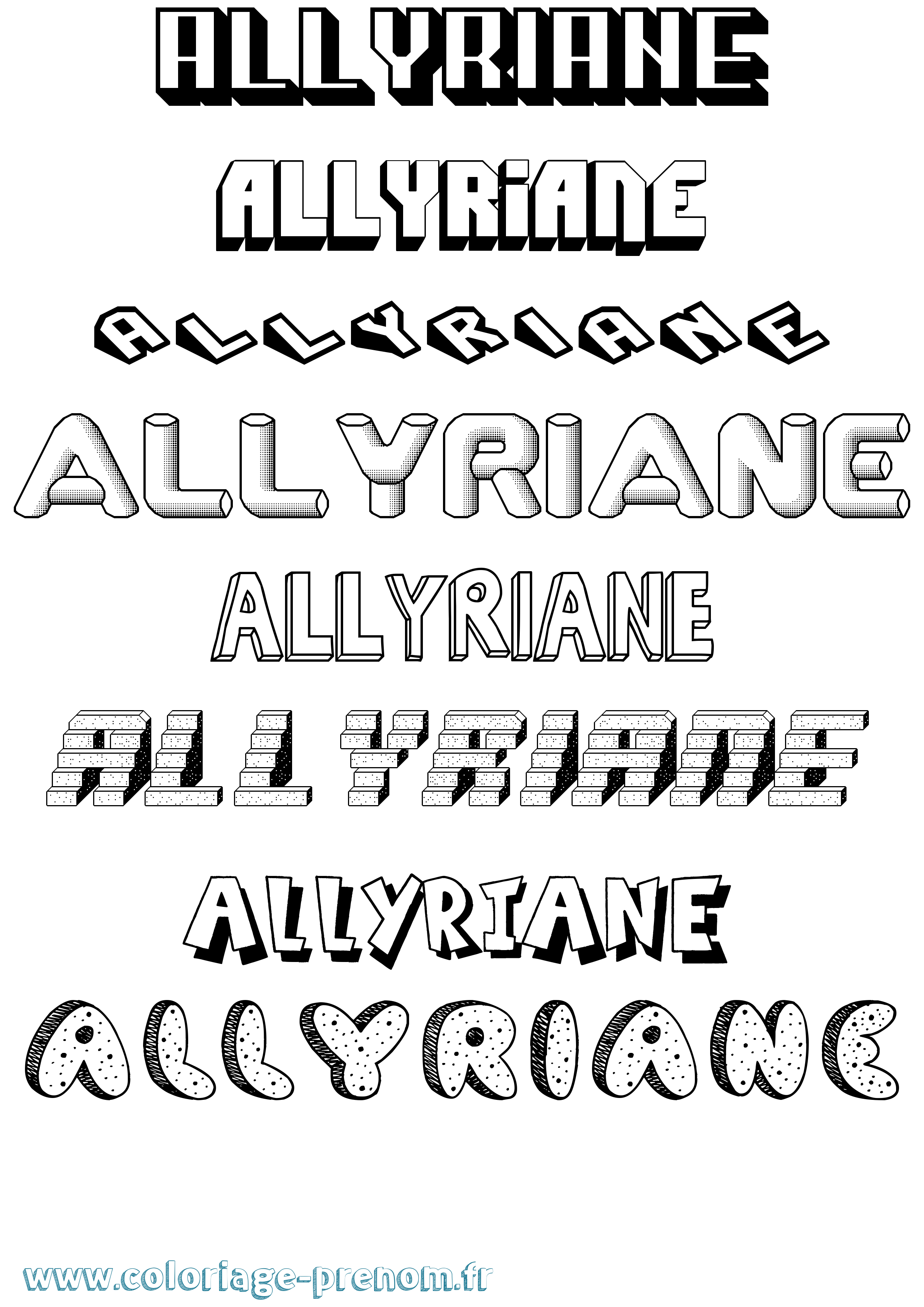 Coloriage Allyriane Effet 3D Coloriage prénom Allyriane Effet 3D