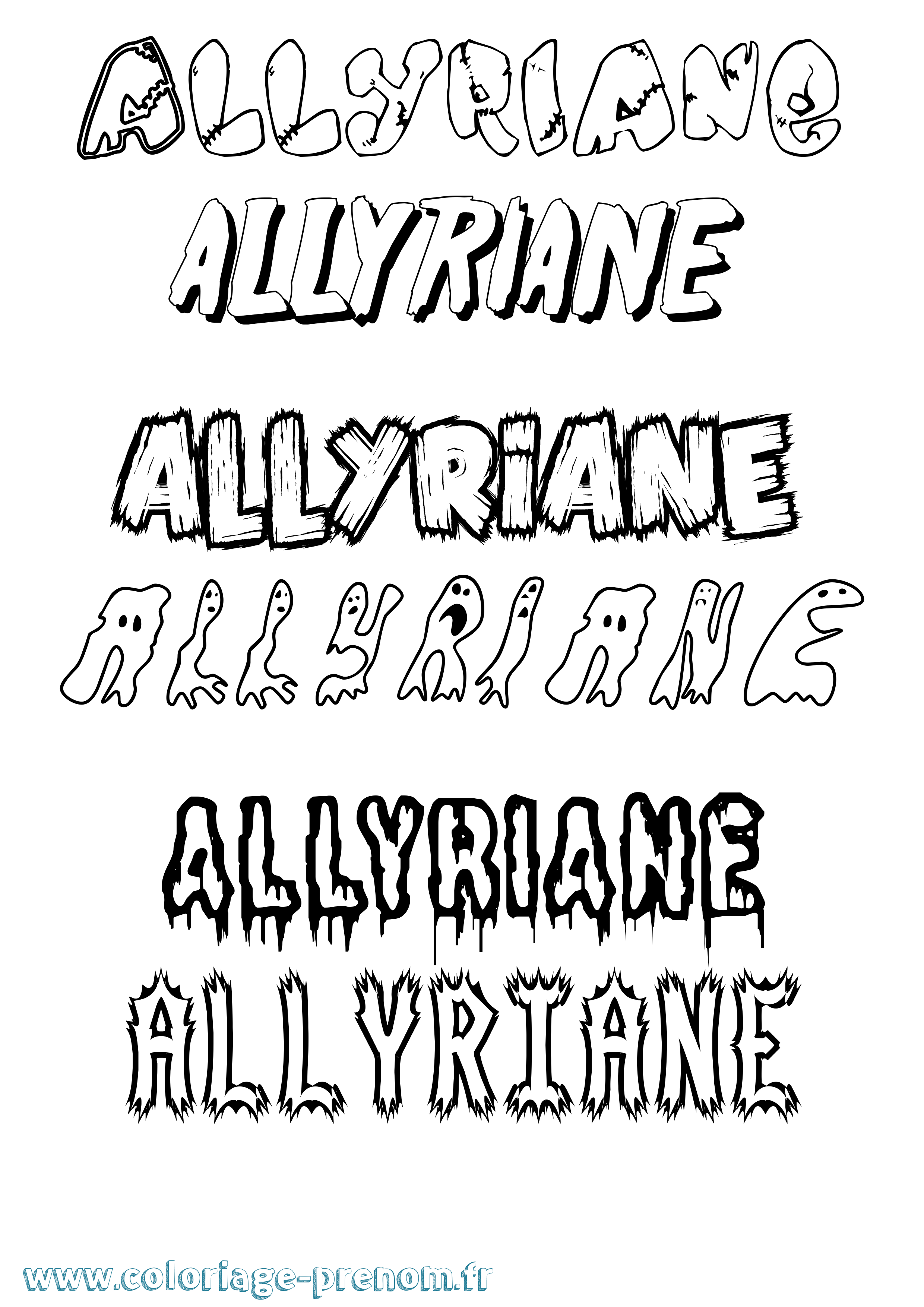 Coloriage Allyriane Frisson Coloriage prénom Allyriane Frisson