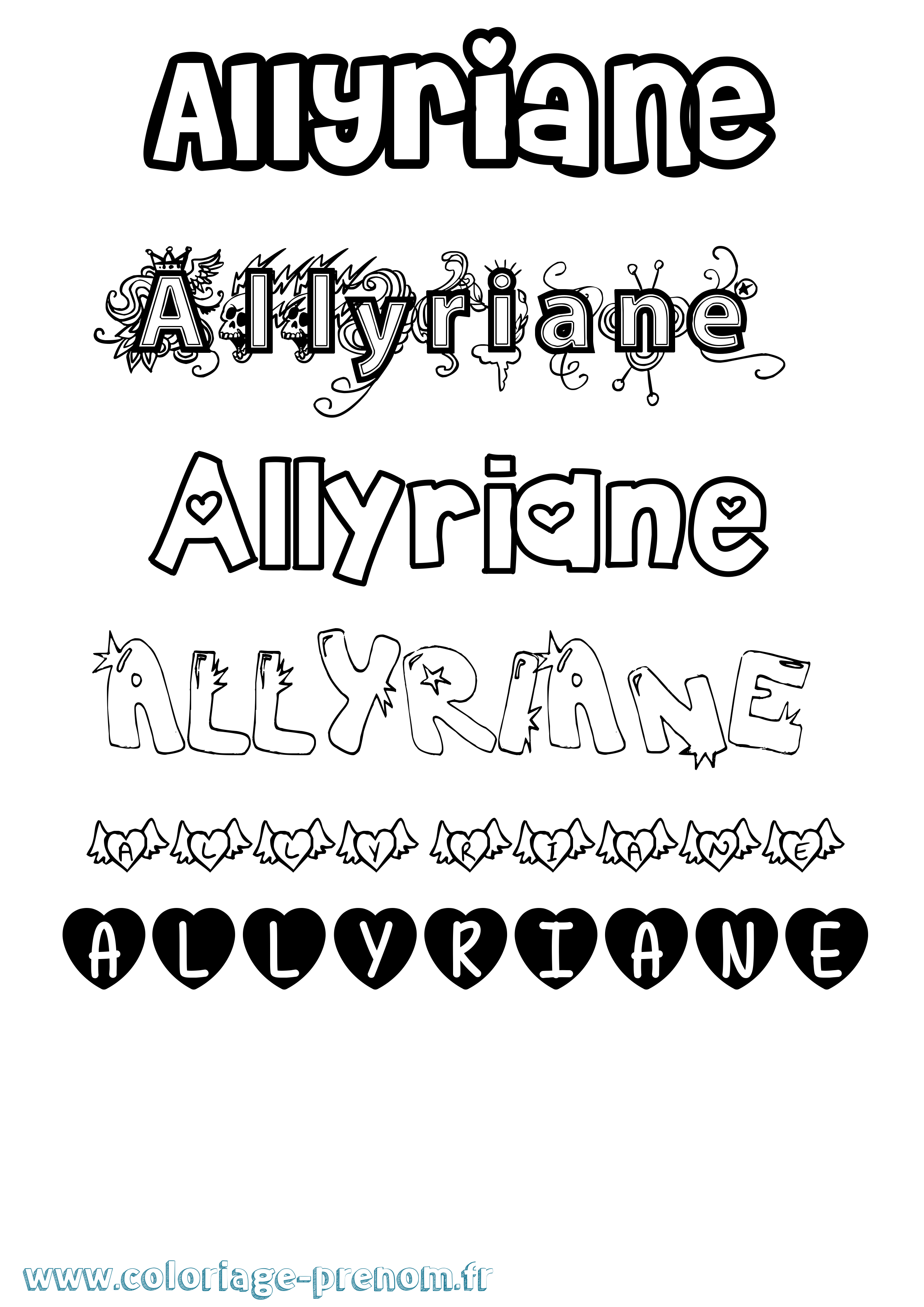Coloriage Allyriane Girly Coloriage prénom Allyriane Girly