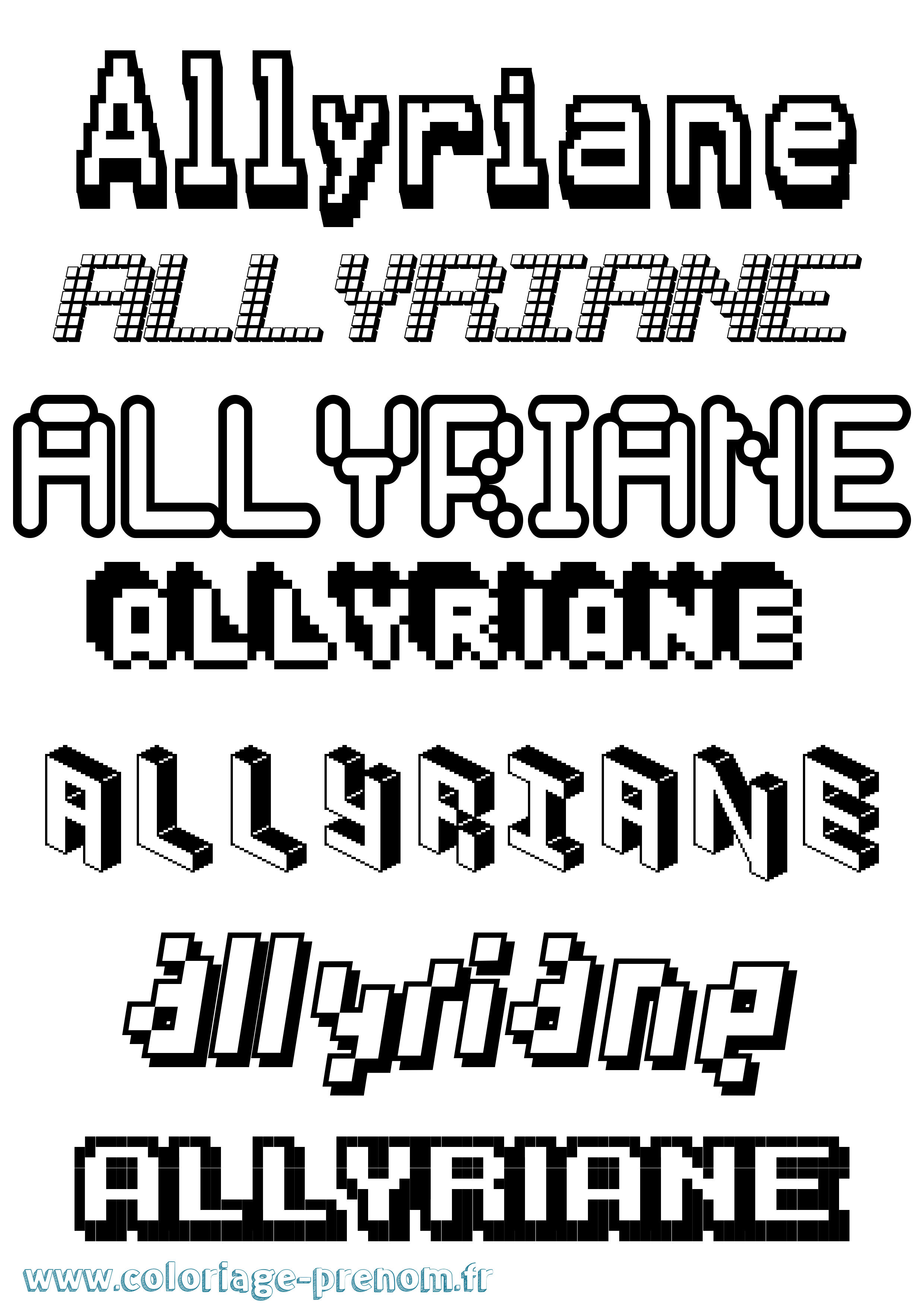 Coloriage Allyriane Pixel Coloriage prénom Allyriane Pixel