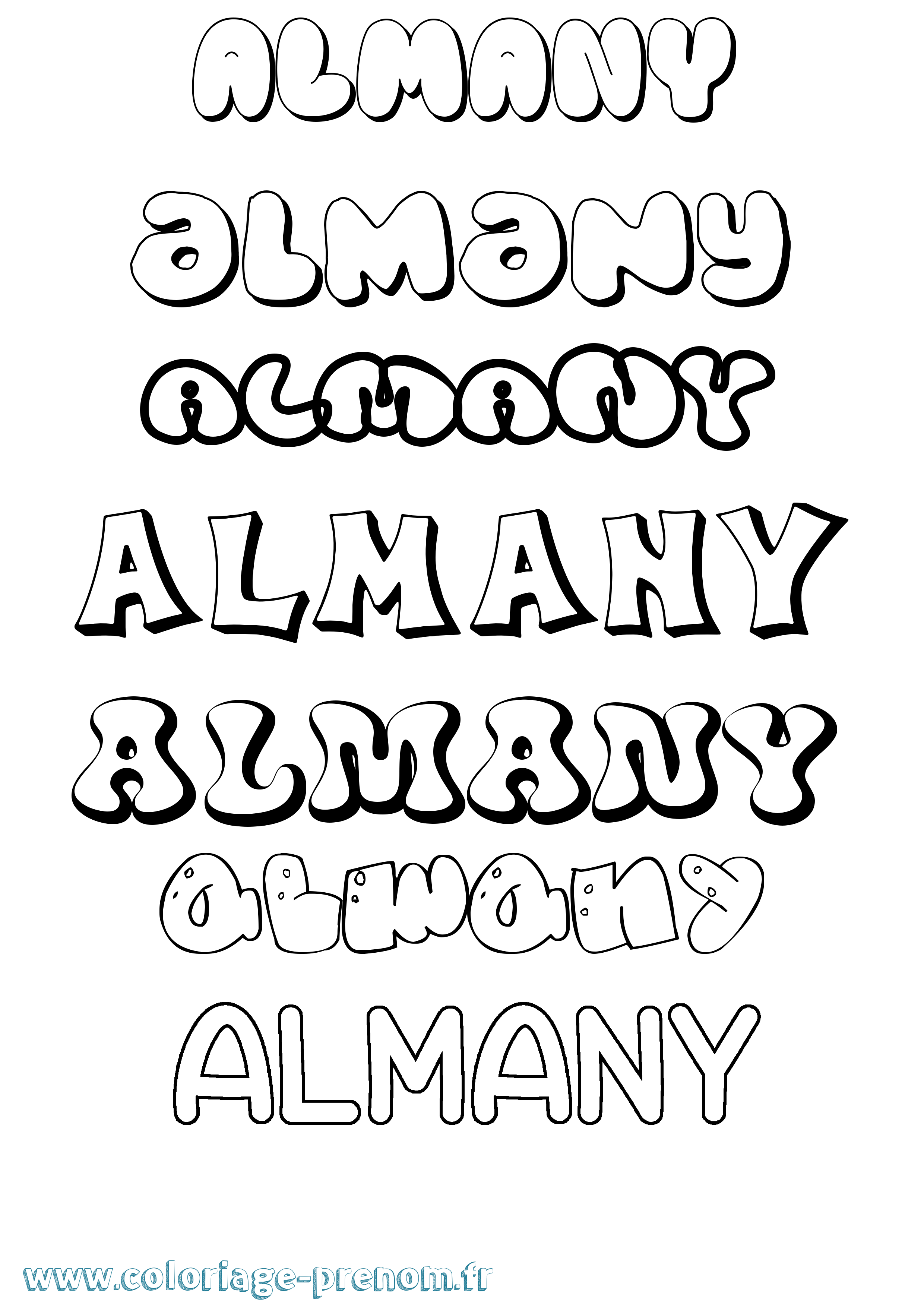 Coloriage Almany Bubble Coloriage prénom Almany Bubble
