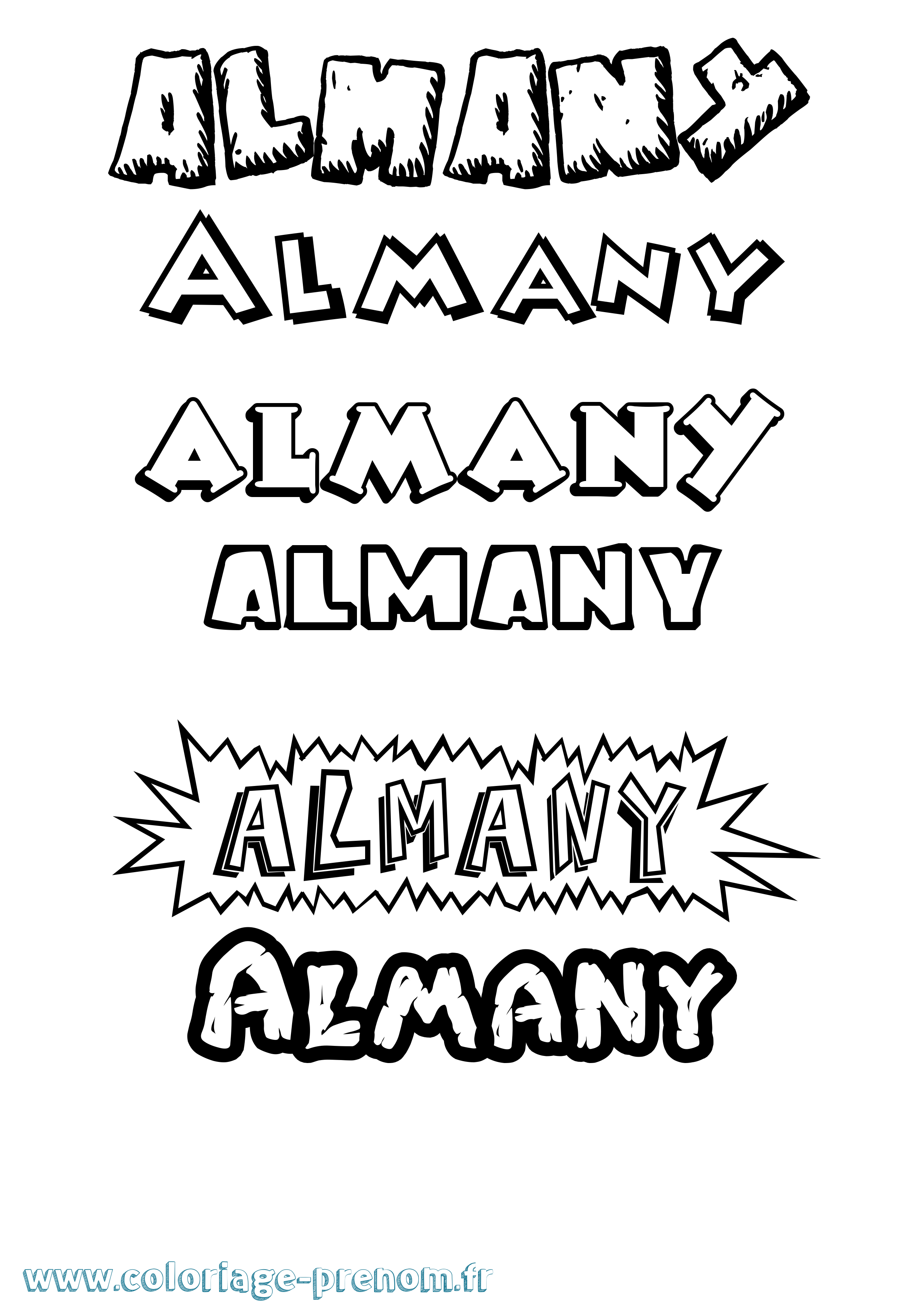 Coloriage Almany Dessin Animé Coloriage prénom Almany Dessin Animé